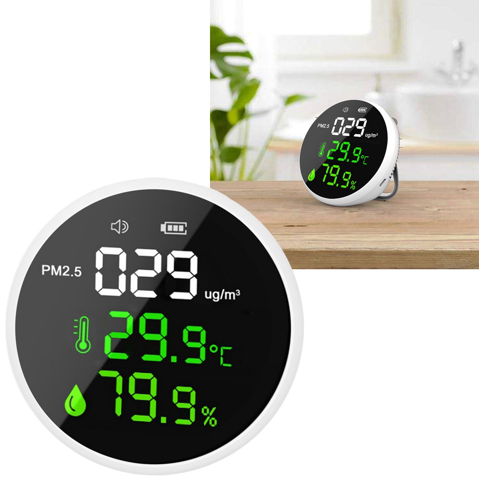 Dm1305e 3-in-1 Pm2.5-feinstaubdetektor + Temperatur- Und Feuchtigkeitsdetektor – Mini-pm2.5-luftqualitätsmessgerät