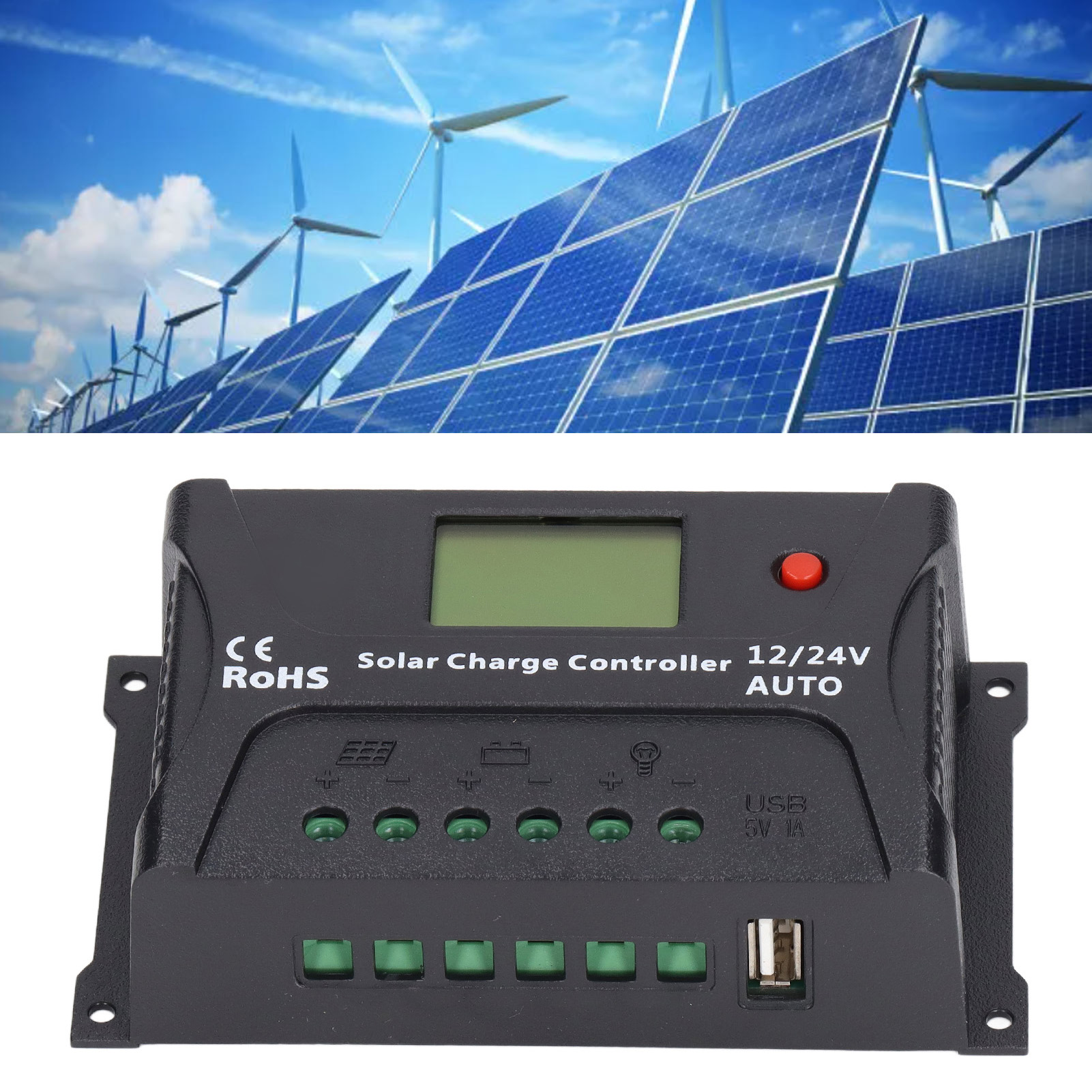 Hp Serie 20a 12v/24v Pwm Solar-lade-/entladeregler Mit Led-anzeige Und Usb-anschluss