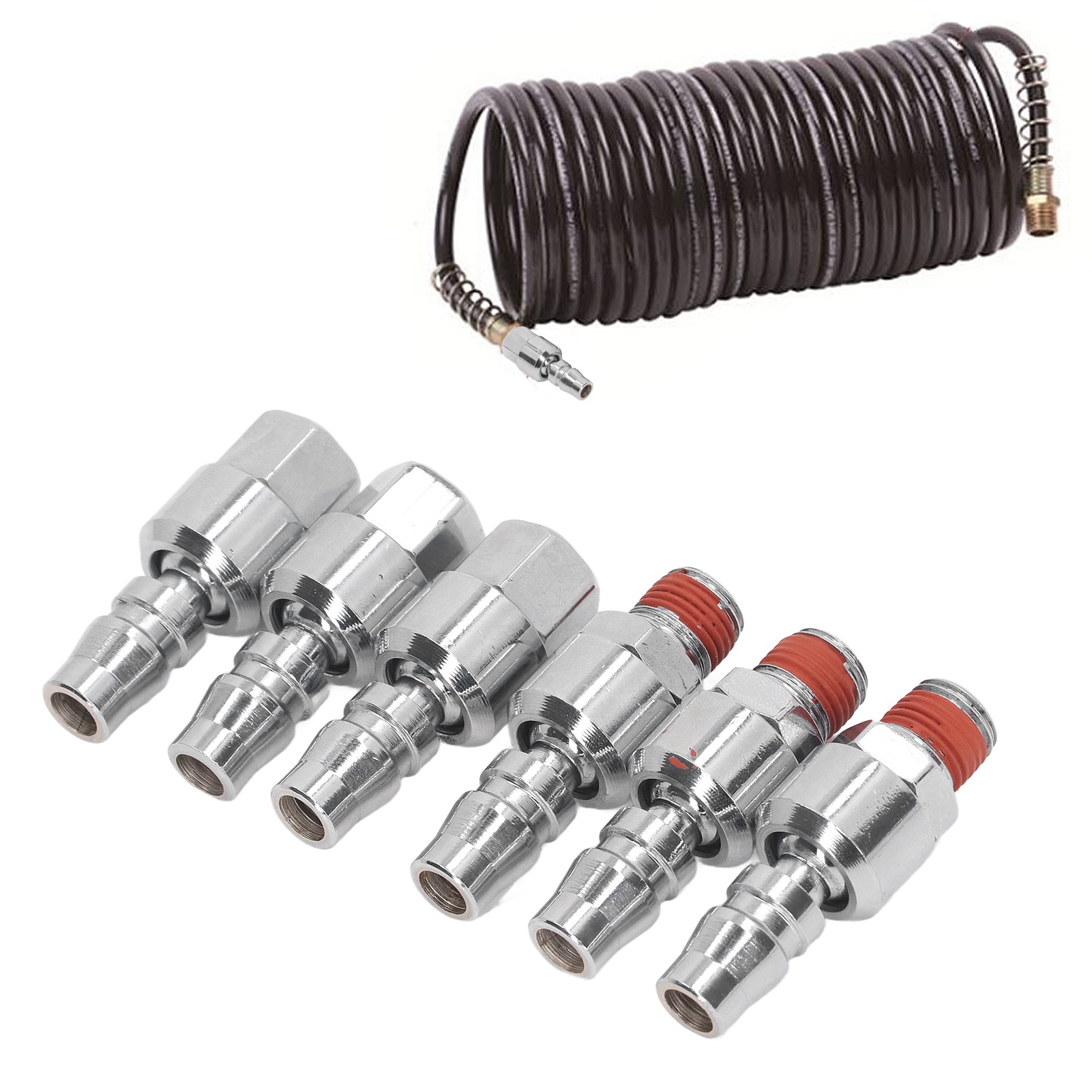 Schnellkupplungs-außengewinde Für Industrieluftschläuche, 1/4"-npt-gewinde, 3 Außengewinde + 3 Innengewinde