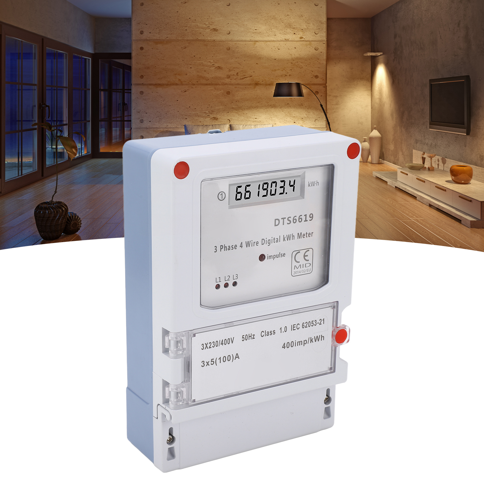 Wandmontierter Drehstromzähler Für Den Hausgebrauch Mit Lcd-anzeige (kwh) 3 X 230/400 V 3 X 5 A