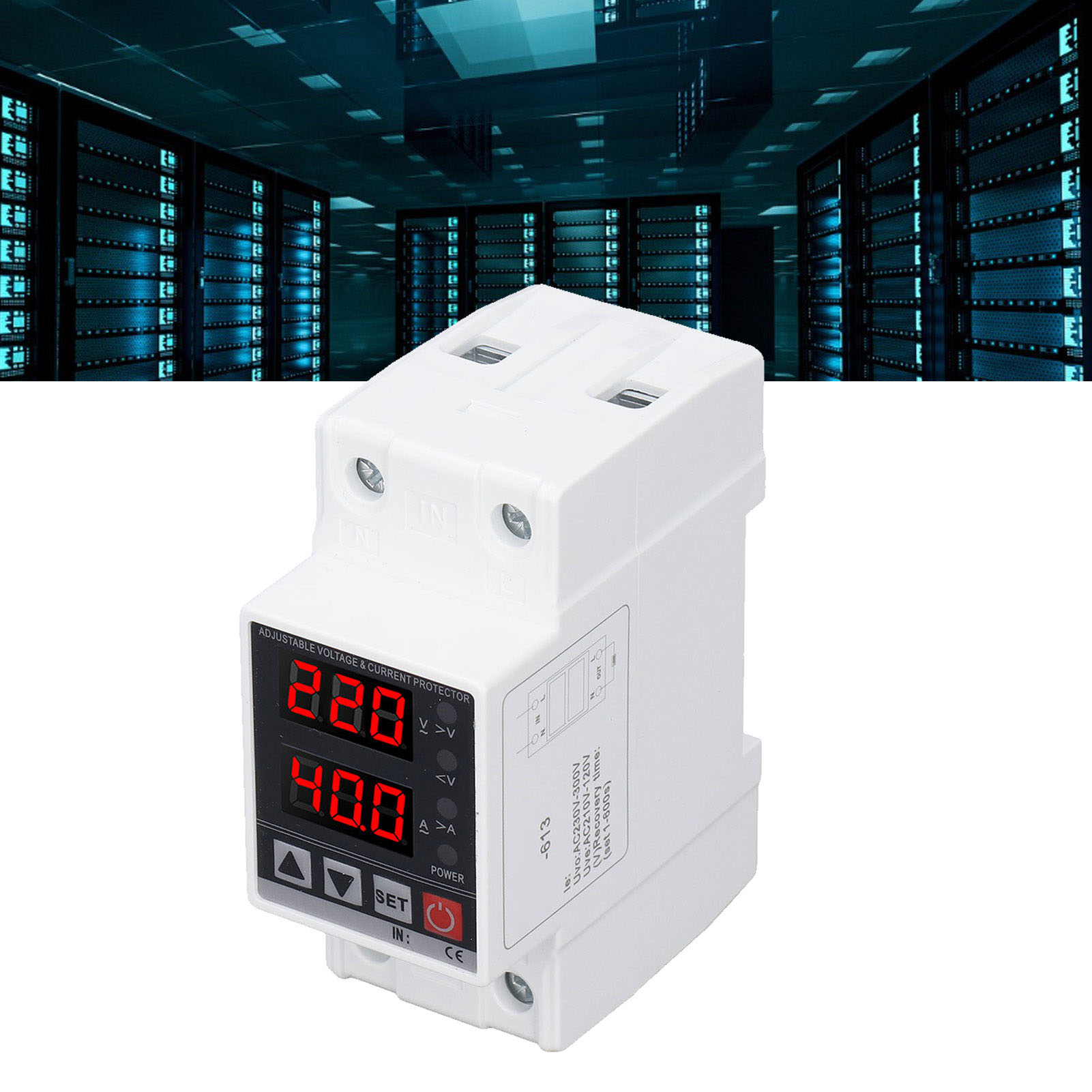Chlt-613 Ac220v Intelligenter Überspannungs-/unterspannungsschutz Mit Einstellbarer Automatischer Rückstellung, Strombegrenzungszeitverzögerung Und Automatischem Rückstellschalter (40a)
