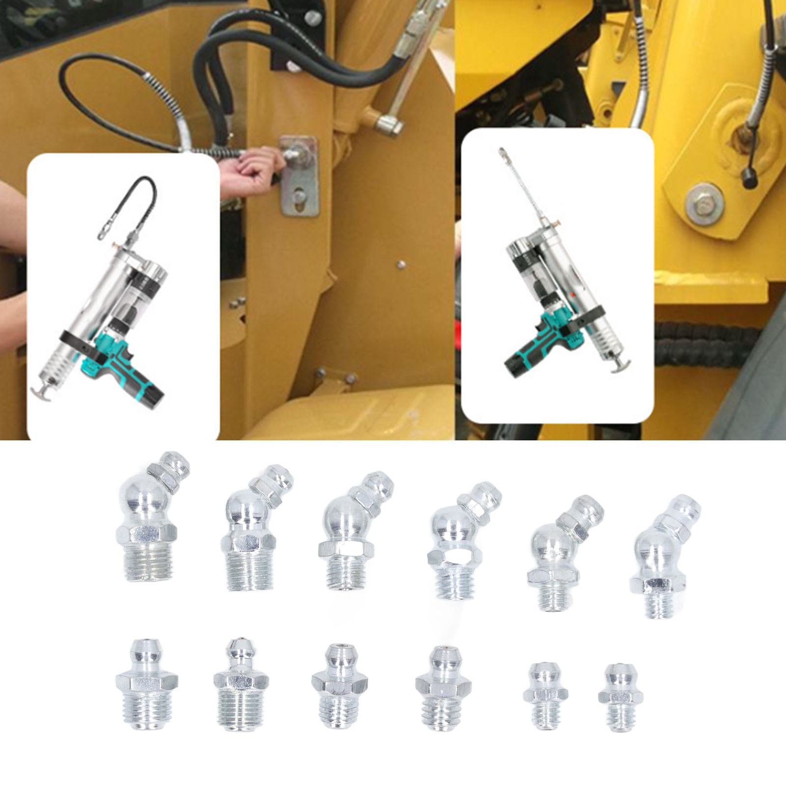 130-teiliges Set Inklusive Verzinkter Messing-zerstäuber-fettpressdüsen, Metrischer Hydraulik-schmiernippel, Sae-standard-45-grad-winkel-schmiernippel Und Zerks-verschraubungen.