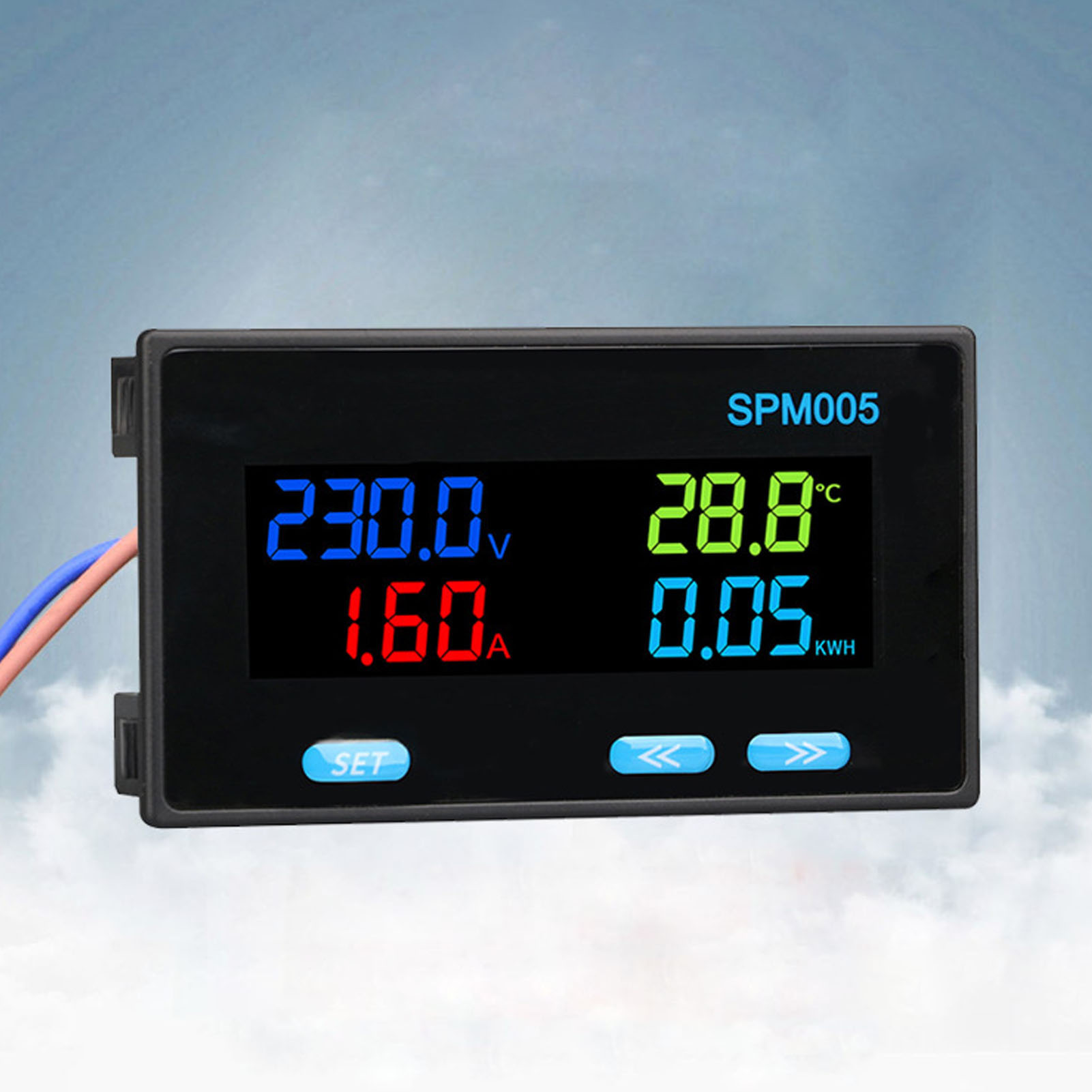 8-in-1 Multifunktions-leistungsmesser Ac60-300v Mit Digitaler Anzeige Von Spannung, Strom, Leistung, Frequenzfaktor, Energie, Temperatur Und Leistungsüberwachungsinstrument (20a)