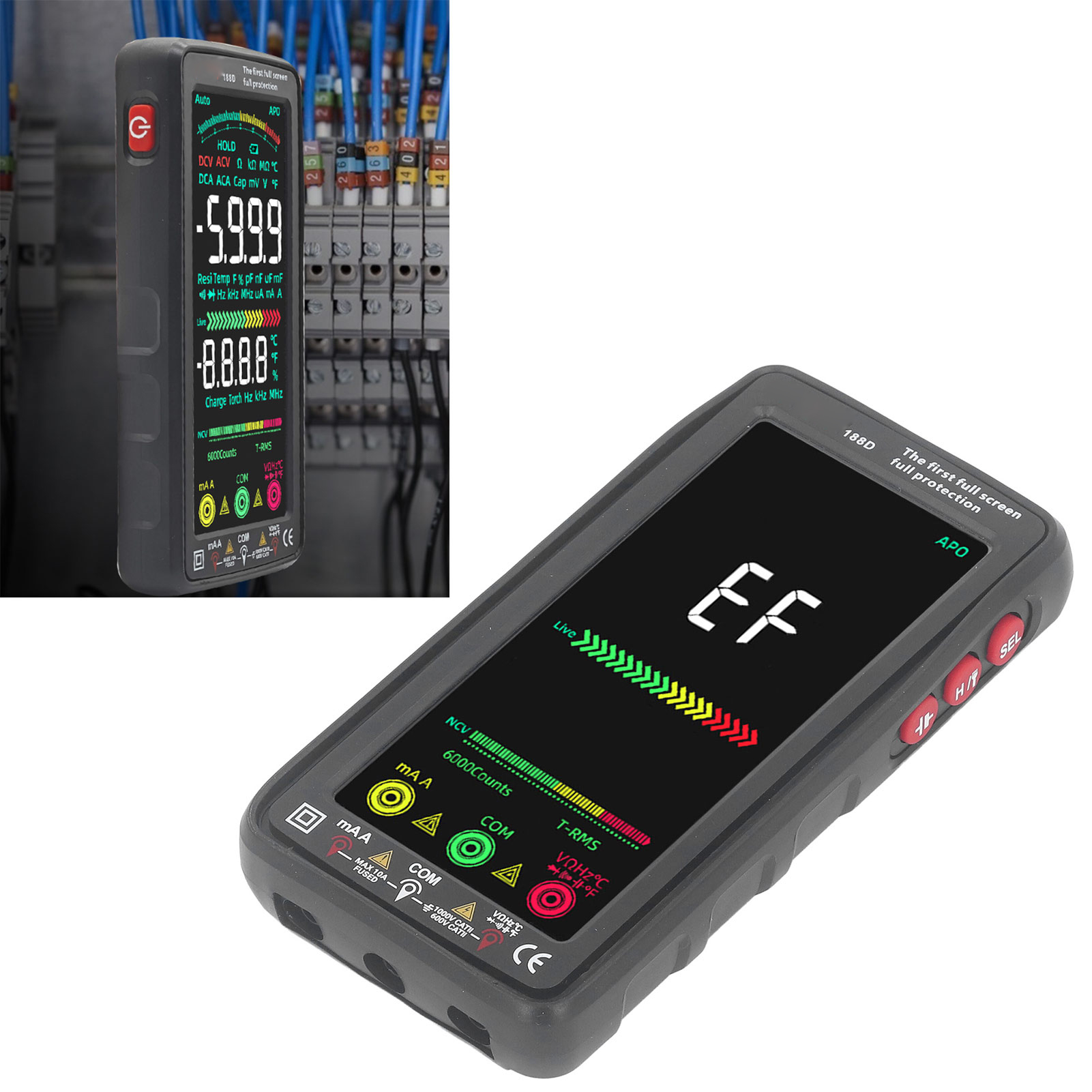 Hochwertiges 188d Wlan-smart-digitalmultimeter, Extra Großes, Hochauflösendes Farbdisplay, Mit Präziser Messung Von Ac/dc-spannung, Strom Und Widerstand (1000 V Dc Oder 750 V Ac)