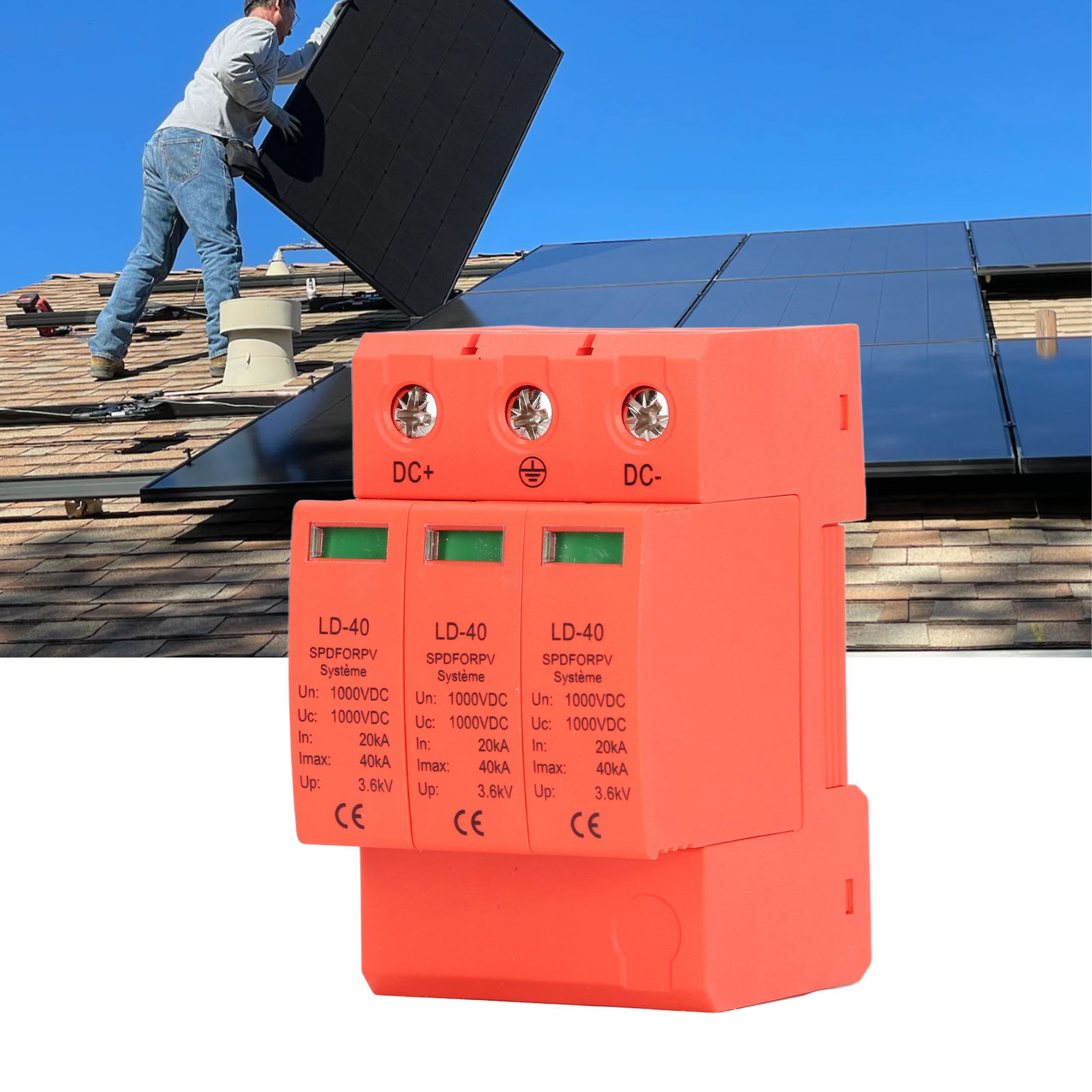Ld-40 Photovoltaik-überspannungsschutz, Dreiphasig, 20–40 Ka, 1000 V Dc