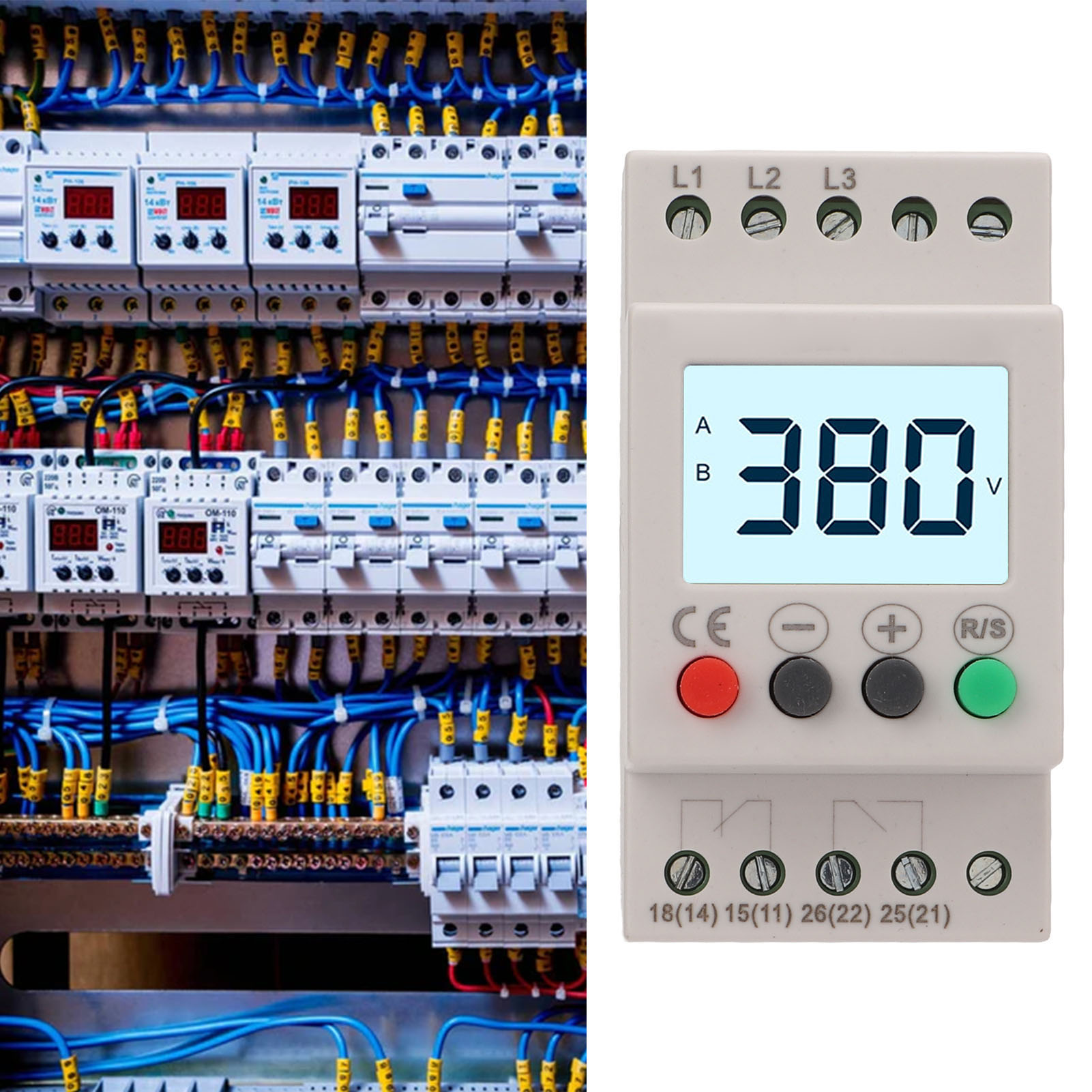 Dreiphasiger Wechselstrom-380v-phasensequenzschutz Gegen Überspannung Und Unterspannung, Unterspannungsschutz, Timer/zähler, Digitale Lcd-anzeige.