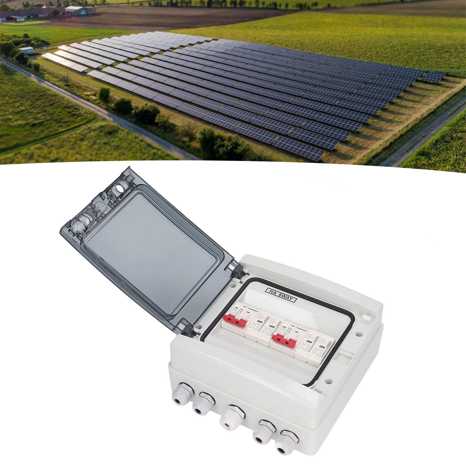 Dc 500v Solar-trennschalter (2 Eingänge, 2 Ausgänge) Miniatur-photovoltaik-leistungsschalter Mit Überspannungs- Und Blitzschutz Dc-leistungsschalter Für Photovoltaikanlagen 32 A 20–40 Ka Schutzart Ip6