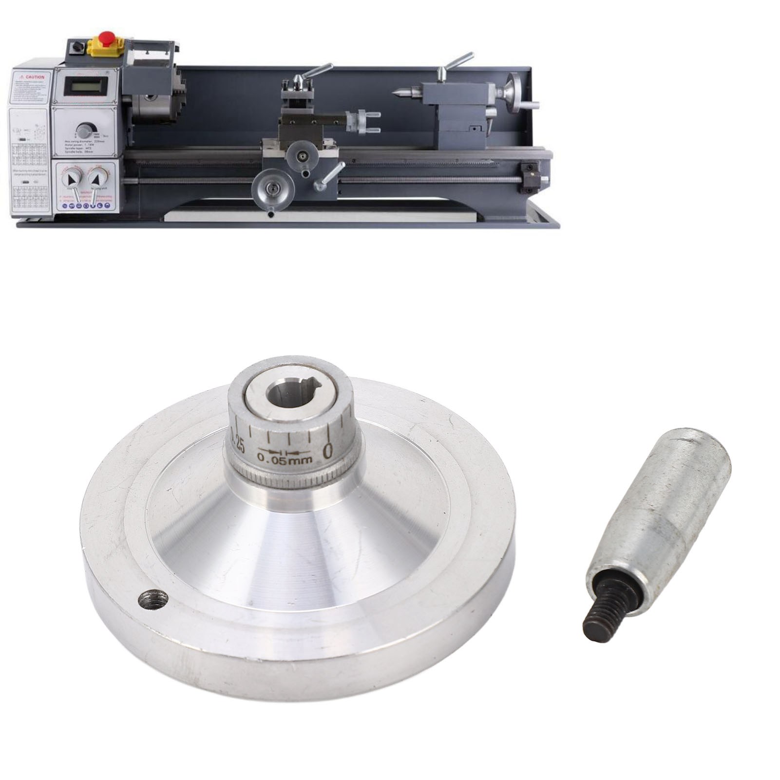 Lenkrad Für Mini-drehmaschinen Mit Griff, 80 Mm Aluminiumlegierung, Geeignet Für Mini-drehmaschinen Der Größen 210, 816, 220400, 220600 Und 220750.