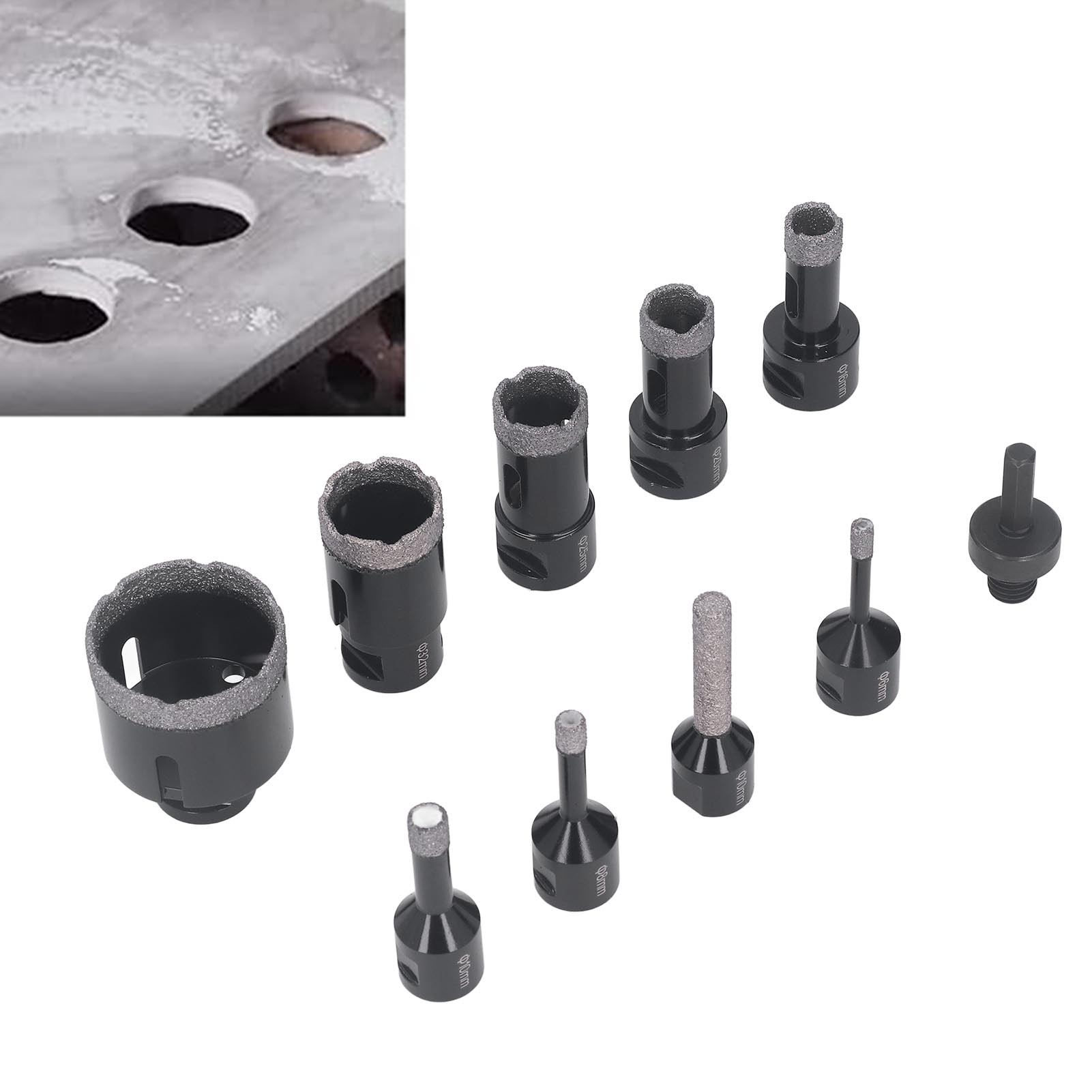 Set Mit 10 M14 Diamant-lochsägen, Gelötete Lochsägen 6–50 Mm, Geeignet Für Keramik- Und Marmorfliesen, Vakuumgelötetes Hohlbohrer-set
