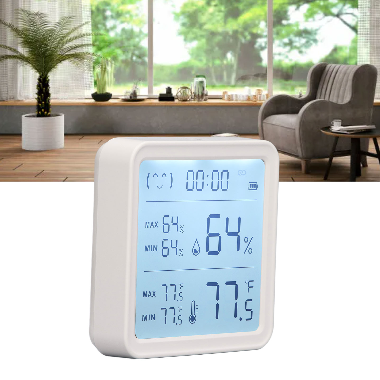 Tuya Smart Bluetooth-funktemperatur- Und Feuchtigkeitssensor Mit Großem 3,5-zoll-display, Intelligenter Verbindungserkennung Und Drahtloser Temperatur- Und Feuchtigkeitsmessung