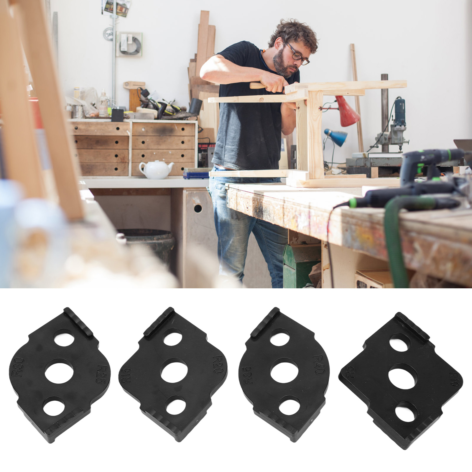 Schnellpositionierer Für Halbrunde Winkel In Der Holzbearbeitung (4 Stück), R-förmige Winkelrundungsmaschine, Schwarzer Schnellpositionierer
