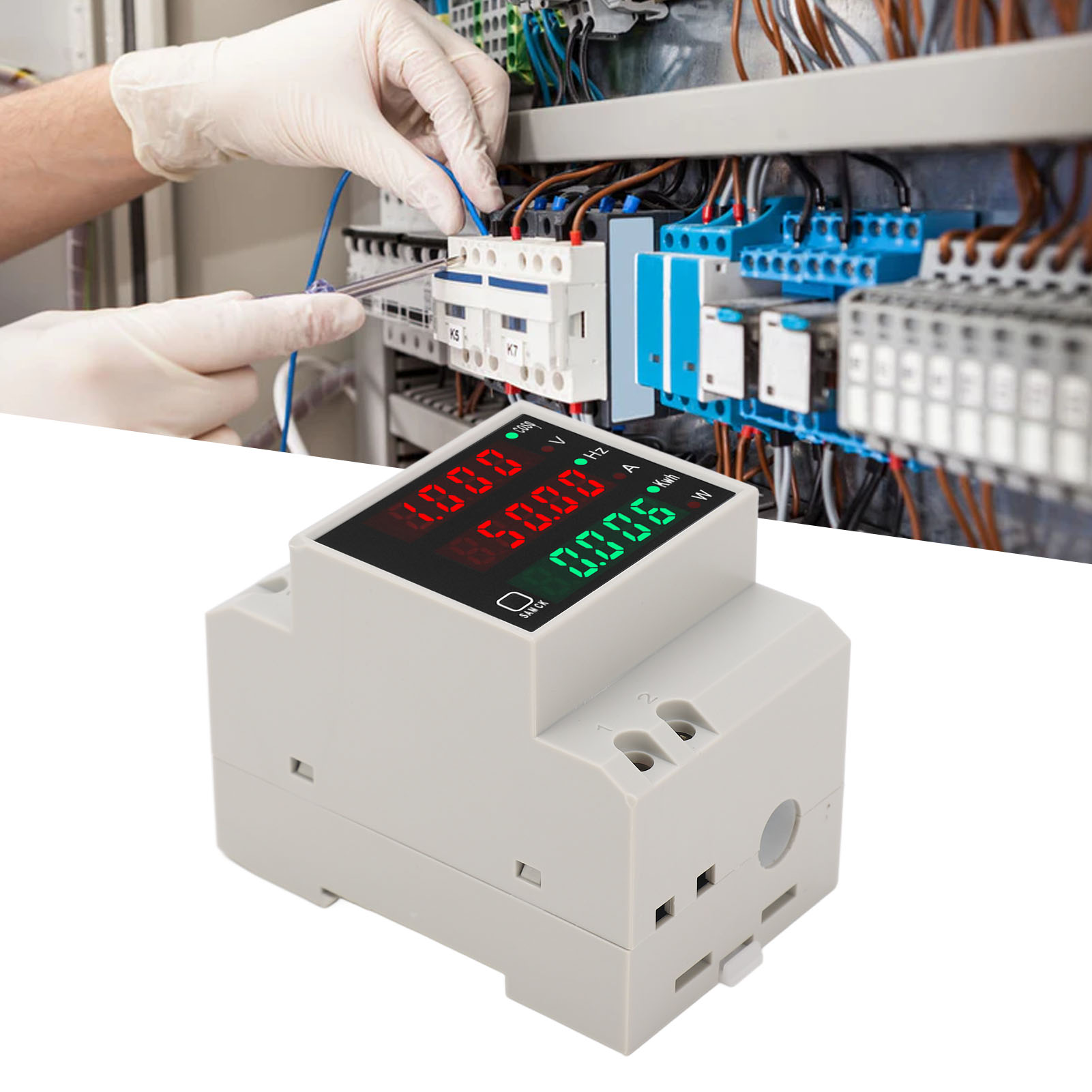 Digitales Multifunktions-din-schienenmessgerät Zur Messung Von Spannung, Stromstärke, Frequenz, Leistung Und Energieverbrauch (kwh) Ac 80–300 V, 0–100 A