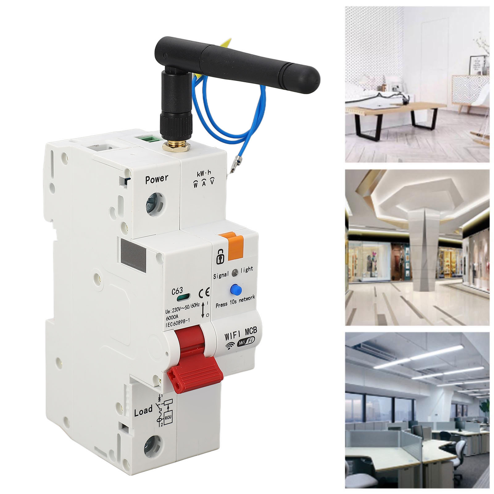 Intelligenter Leitungsschutzschalter Graffiti Mit Wlan Und Rs485-schnittstelle, Einpolig, Fernsteuerung Per App, Din-schienenmontage, Verbrauchsstatistik, 230 V Ac, 50/60 Hz, 63 A