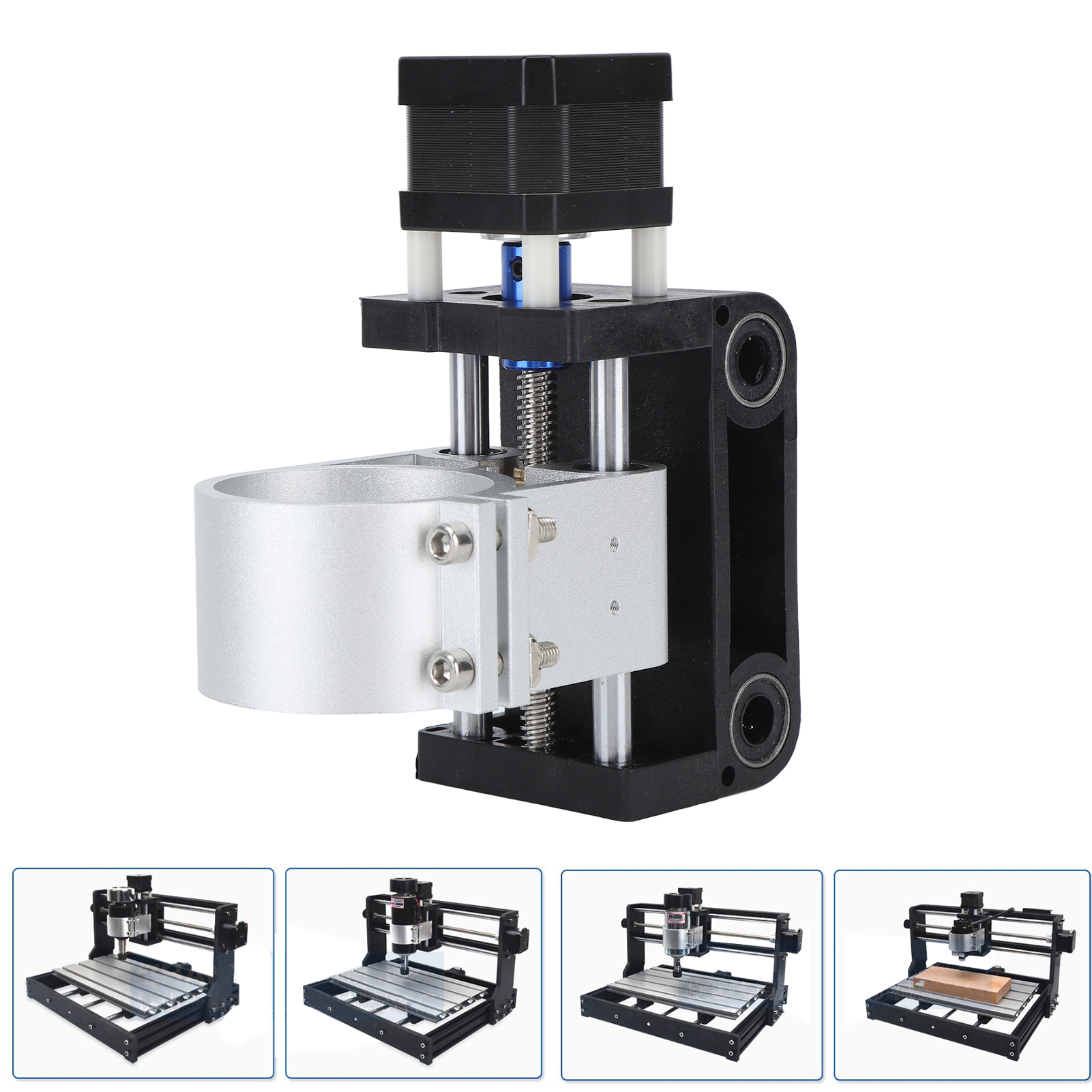 3018pro Cnc-tischgraviermaschine, Aluminium-z-achsen-spindelmotorhalterung, 52 Mm Durchmesser, 300-500 W Spindelunterstützung, Lasergravurmaschine, Kleine Diy-miniaturgravurmaschine, Schwarz.