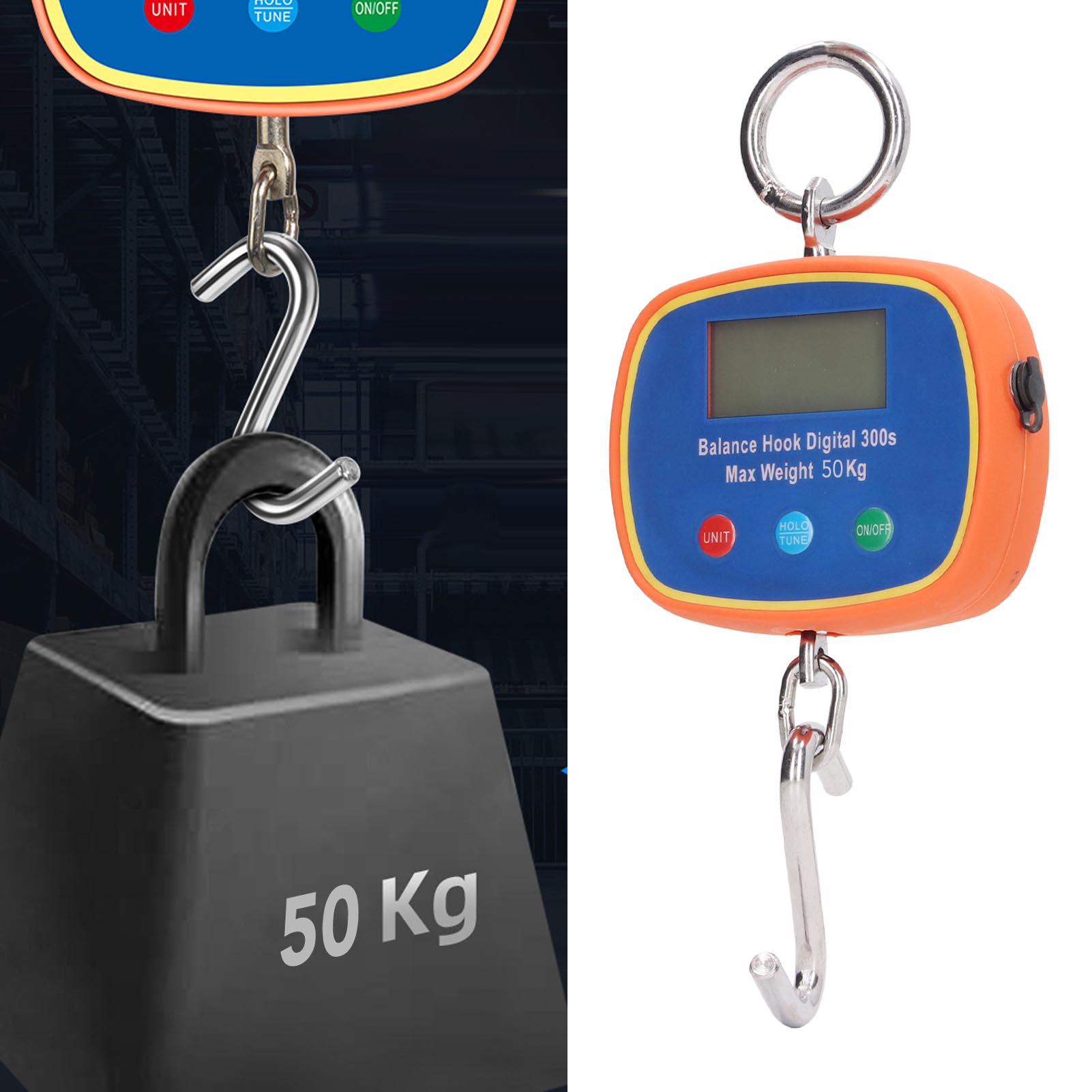 Industrielle Kranwaage, 50 Kg/100 Lb, Doppelseitiges Lcd-display, Elektronische Kranwaage, Wiederaufladbar, Tragbare Industriewaage, Europäischer Standard 90–240 V