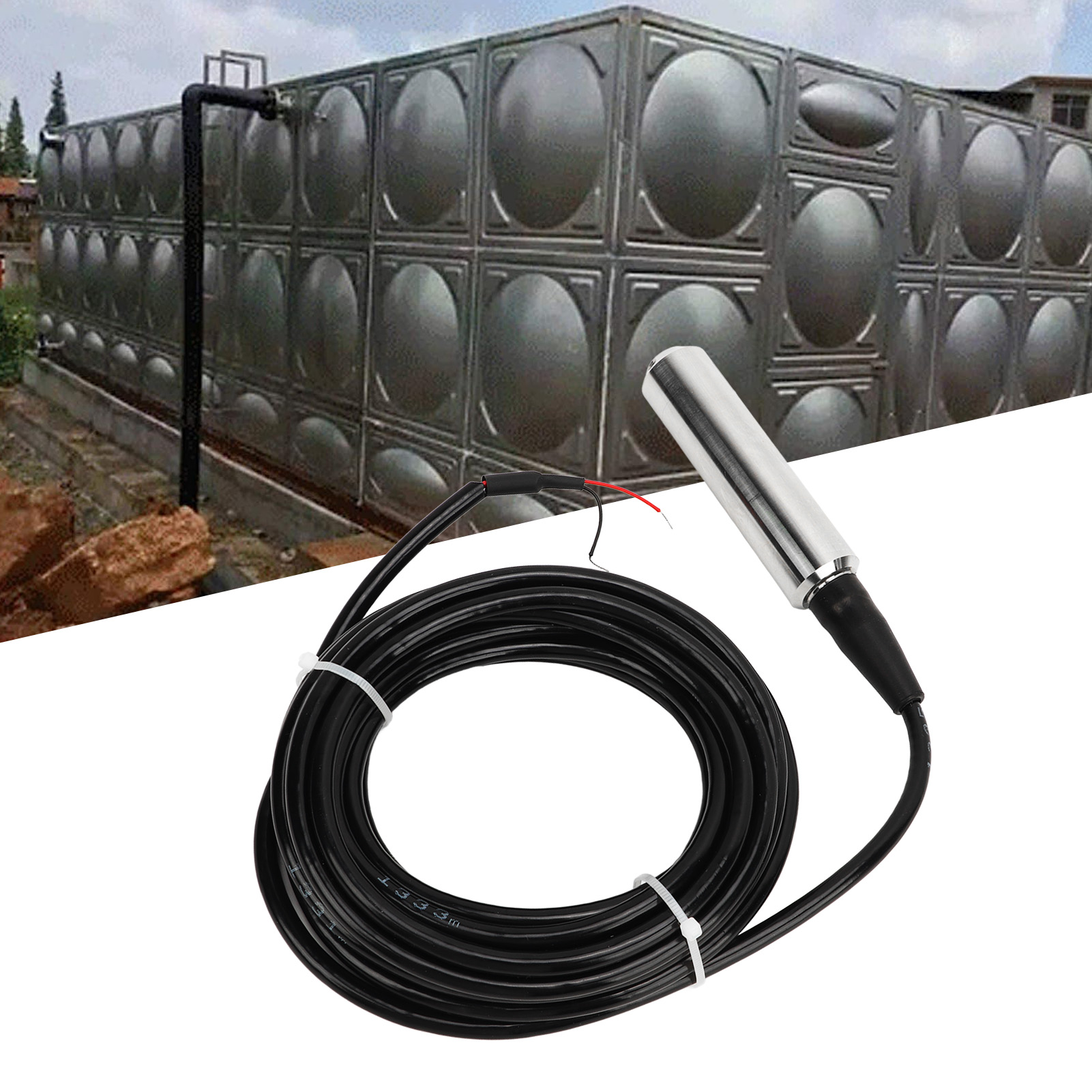 Tauchfähiger Füllstandssensor Aus Edelstahl 304, Füllstandssonde Für Flüssigkeiten (öl/wasser), Füllstandsmessumformer, 5 M Langes 24-v-dc-signalkabel (4–20 Ma), Messbereich 0–5 M