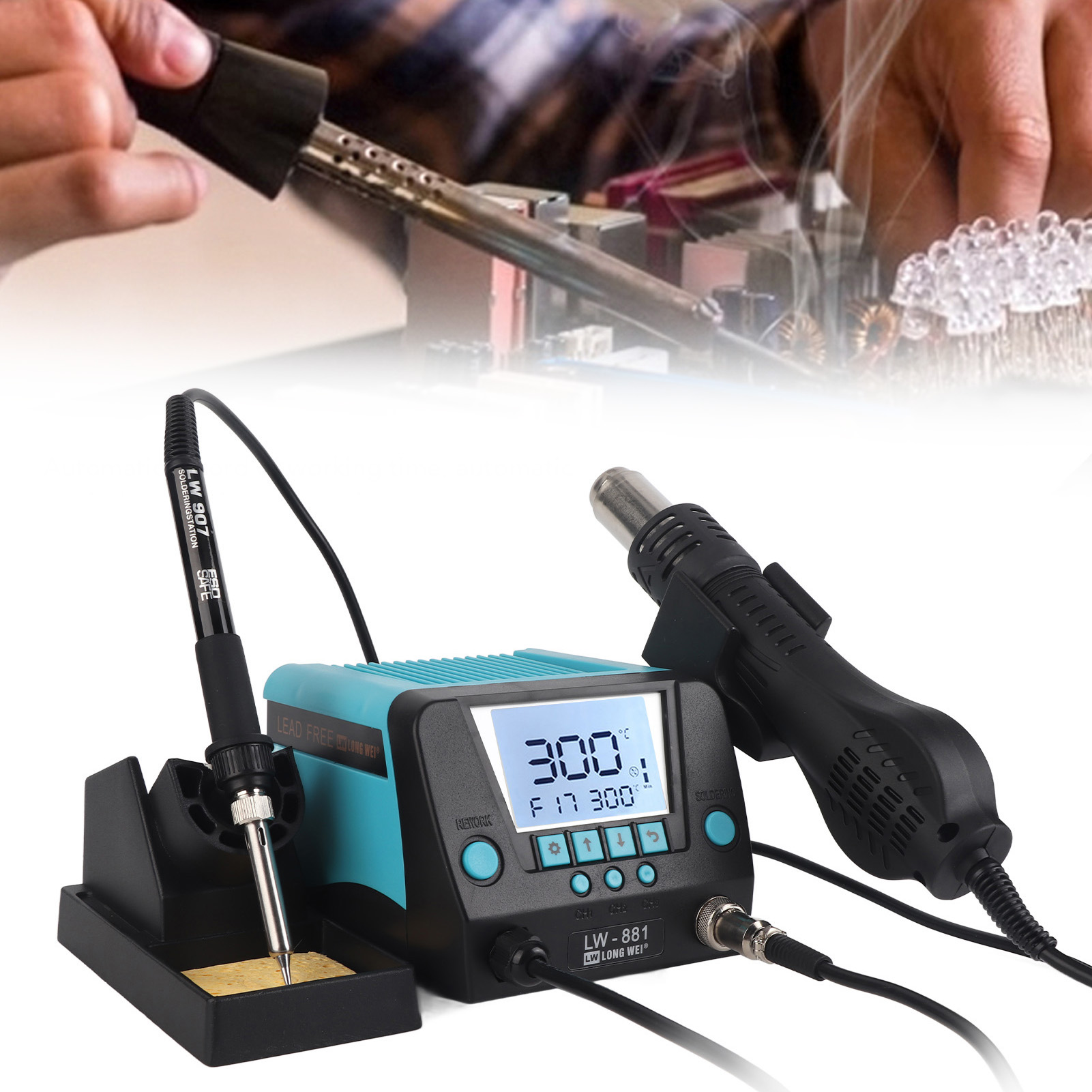Lw-881 2-in-1 Heißluftpistole Und Lötstation: Heißluftpistole Mit Konstanter Temperatur Und Entlötstation Mit Einstellbarer Temperatur (europäischer Standard 220 V)