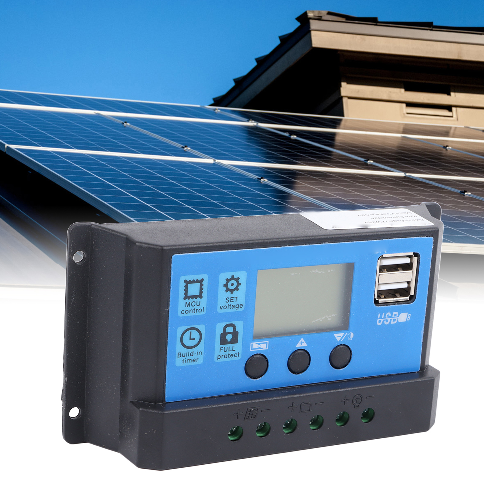 Pwm-solarladeregler Mit Lcd-bildschirm Und Dualem Adaptivem 12v/24v-usb-ausgang
