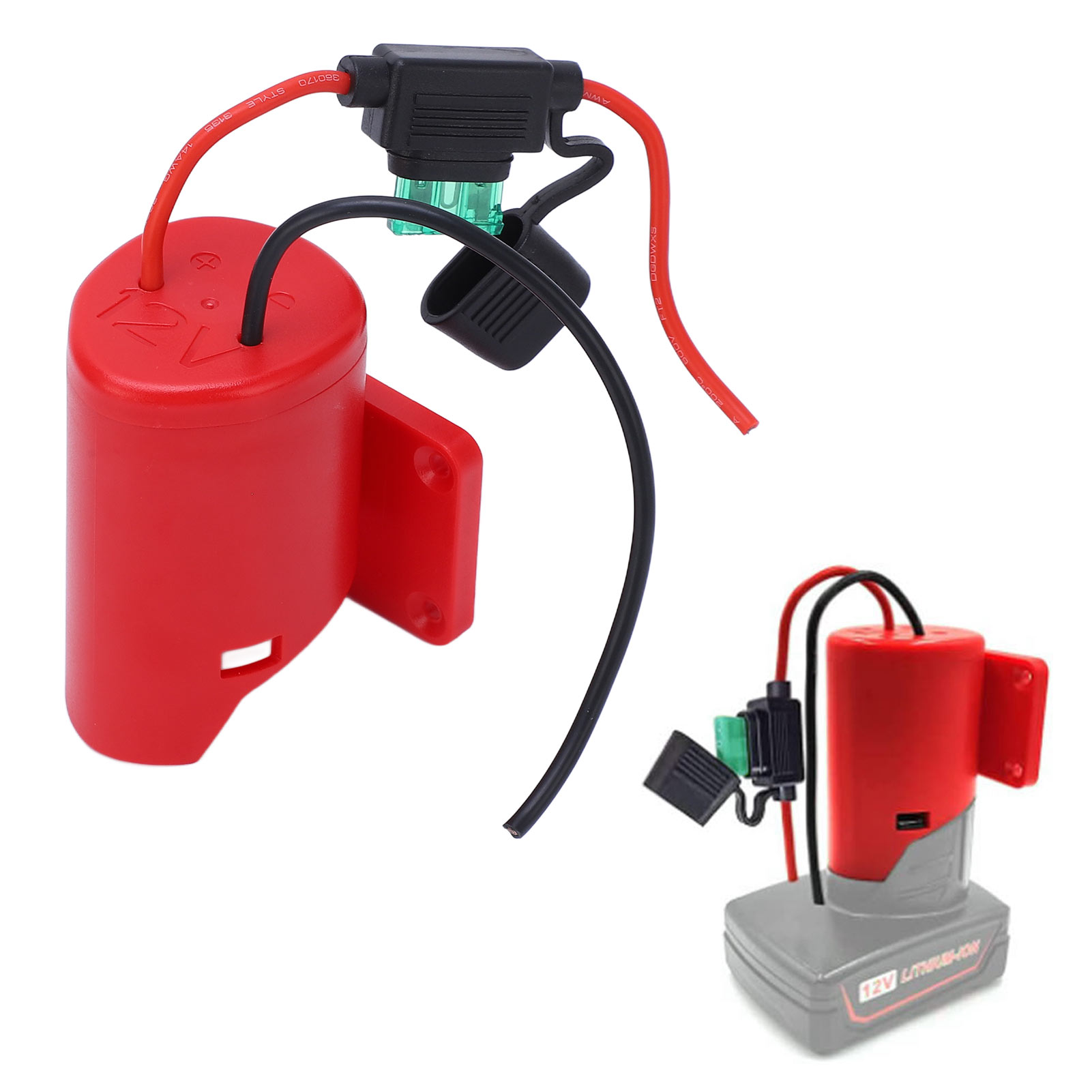 Akku-umrüstadapter Für Milwaukee M12 12v (diy) Mit Sicherung Und Kabelausgang