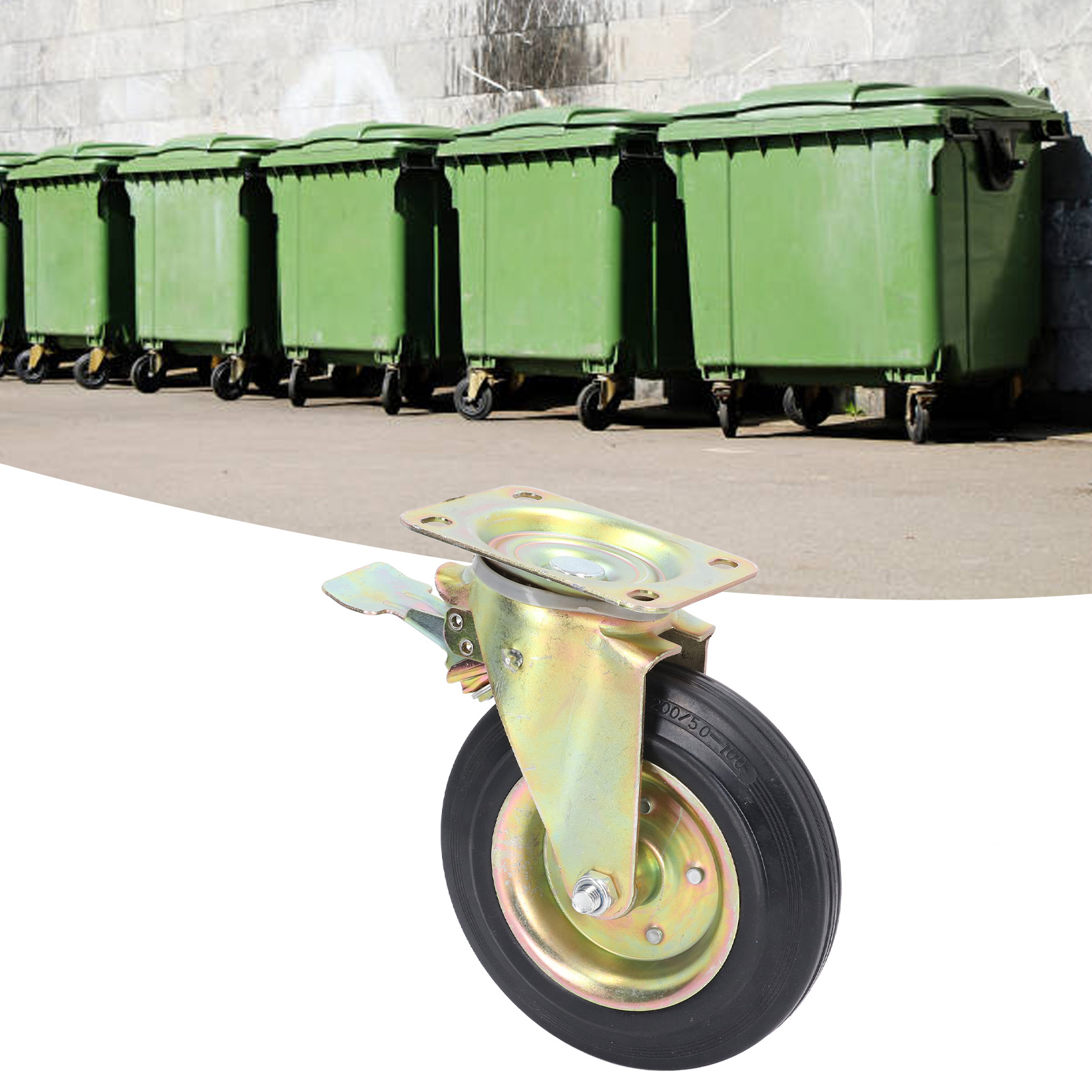 8-zoll-lenkrollen Aus Aluminiumlegierung Mit Bremse Für Transportwagen, Müllwagen Und Werkbänke (440 Lbs)