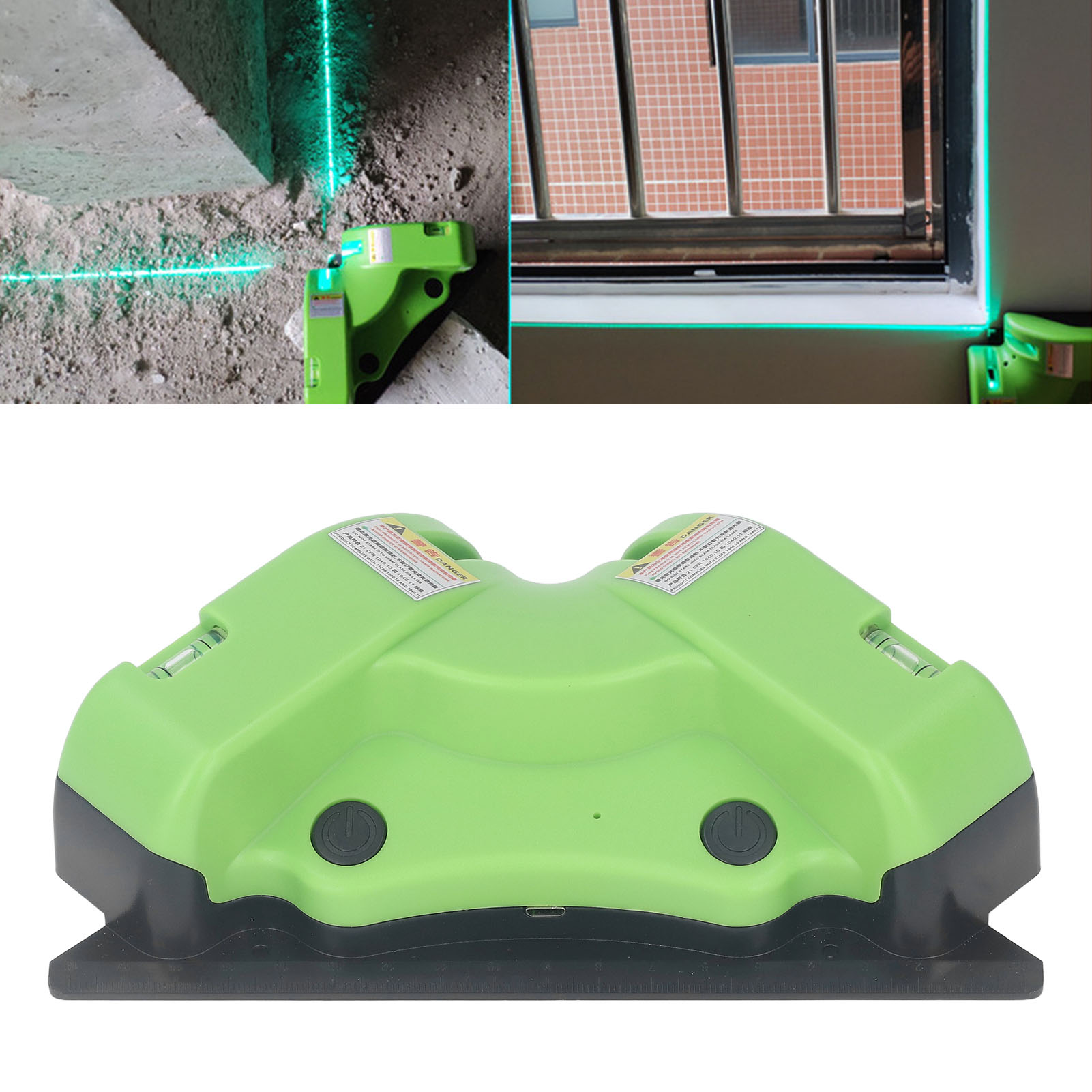 Lv-02eb Winkelwasserwaage Mit Smaragdblauem Licht, Bodenlinie Mit Smaragdblauem Licht, Wasserwaage Speziell Für Das Verlegen Von Rechtwinkligen Fliesen, Hochpräzises Multifunktionslineal, Osram Wasser