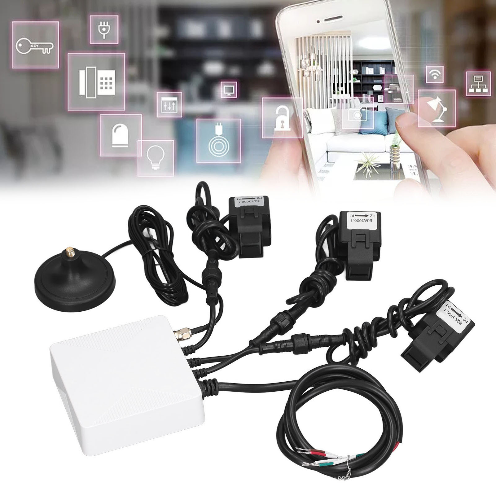 Tuya Smart Living Zigbee 80a Vierdraht-dreiphasen-stromwandler Mit Drei Flüssigkeitsstandsensoren: 100240v Echtzeit-energiemonitor/zähler Für Intelligente Haushalte