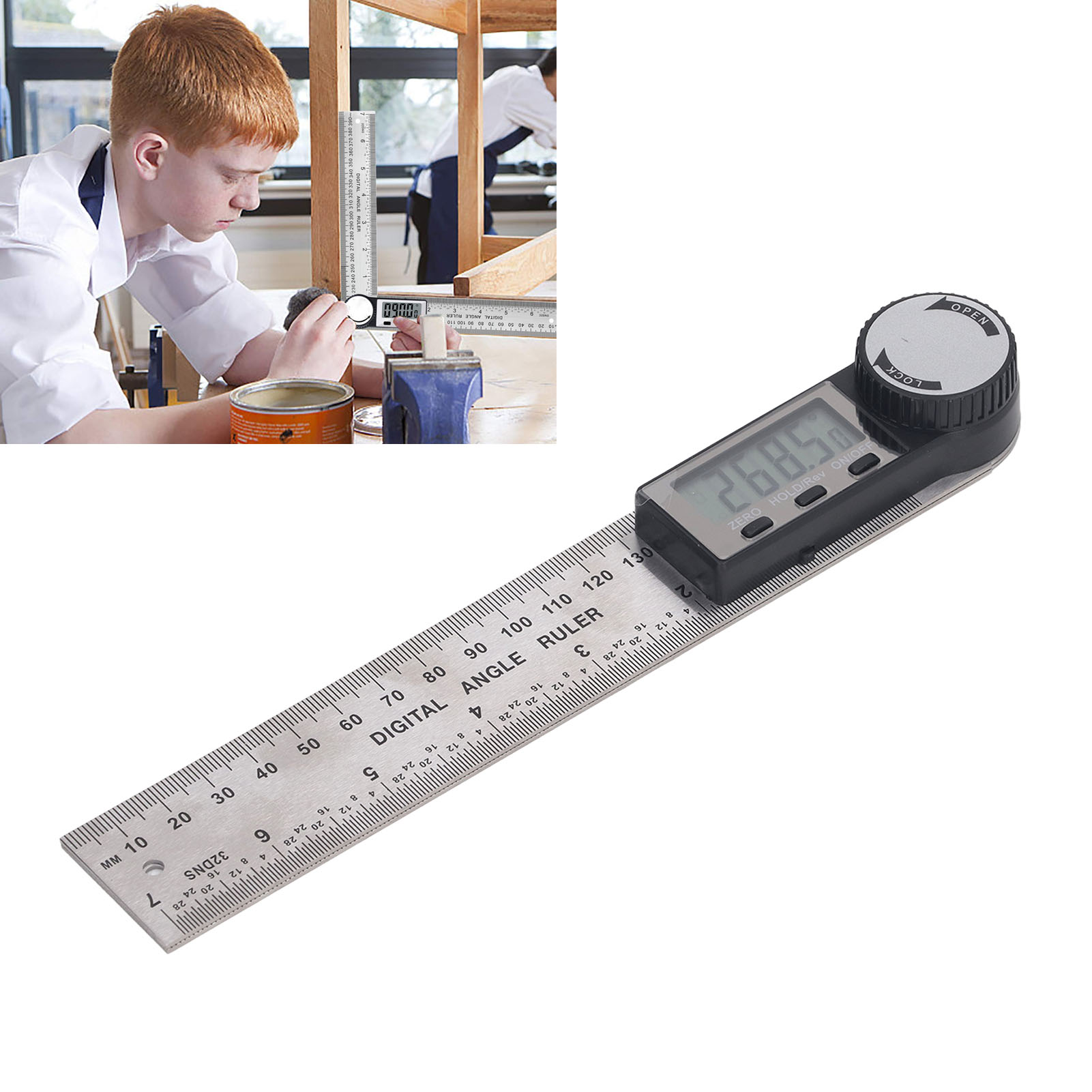 Huoto Hochpräziser Digitaler Elektronischer Winkelmesser 0–200 Mm, Multifunktionaler Winkelmesser Für Die Holzbearbeitung, Winkelmessgerät