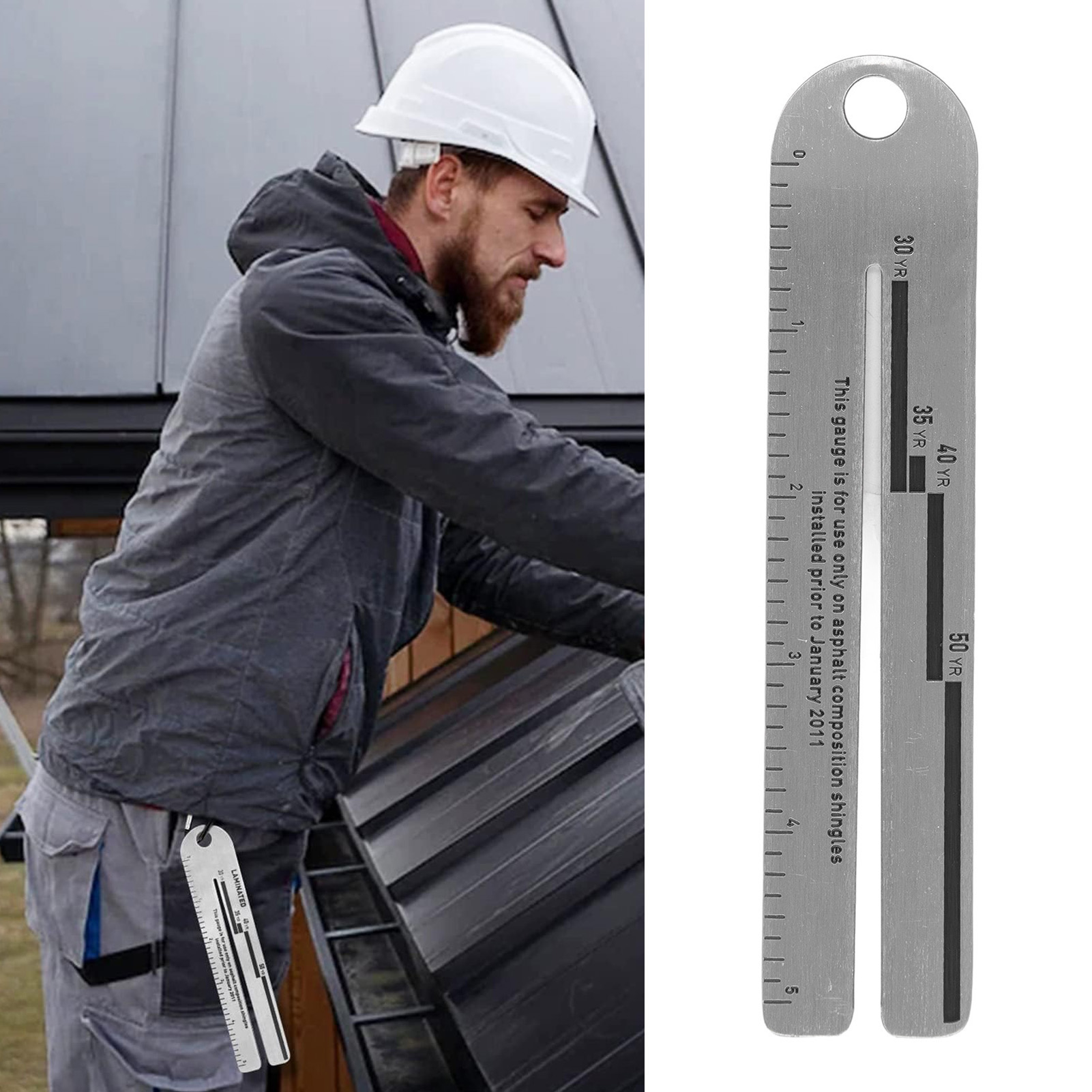 2 X 5-zoll-glasfaser-dickenmesslineale, Schindellehre, Maßband Zum Messen Und Analysieren Der Dicke Von Dachplatten.