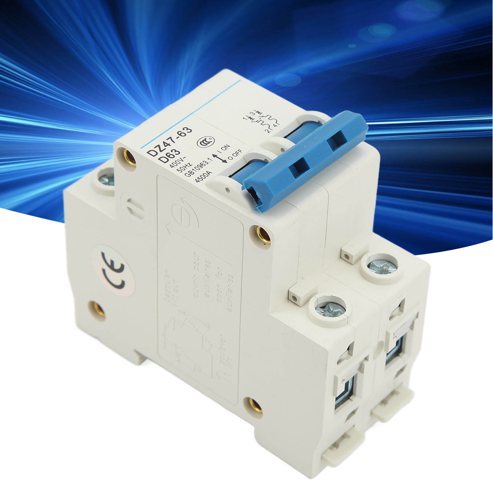 Leitungsschutzschalter Dz47-63 D63 2p 400 V 63 A, Din-schienenmontage, 4500 A Schaltleistung
