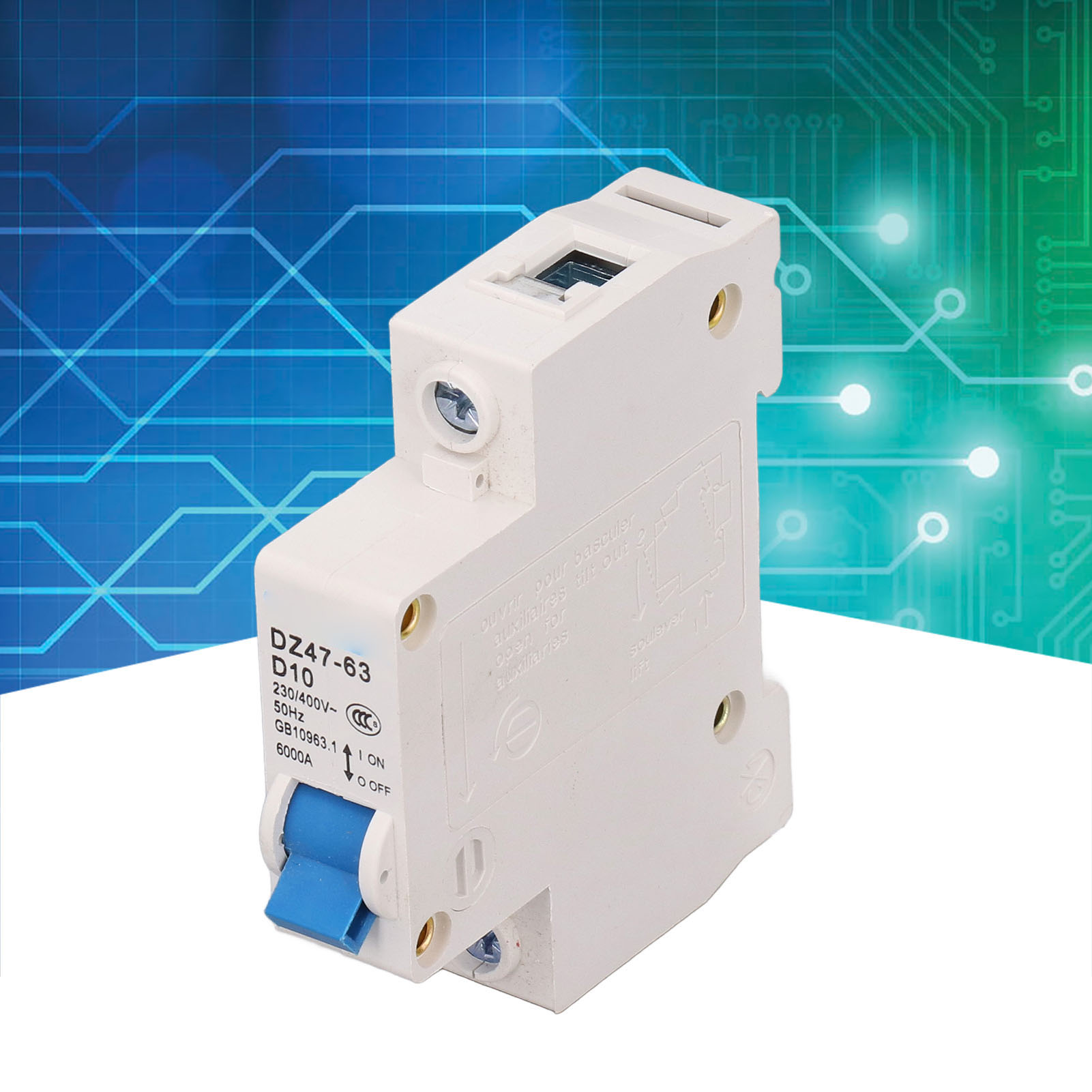 Leitungsschutzschalter Dz47-63 D10 1p 230 V/400 V 10 A, Din-schienenmontage, 6000 A Schaltleistung