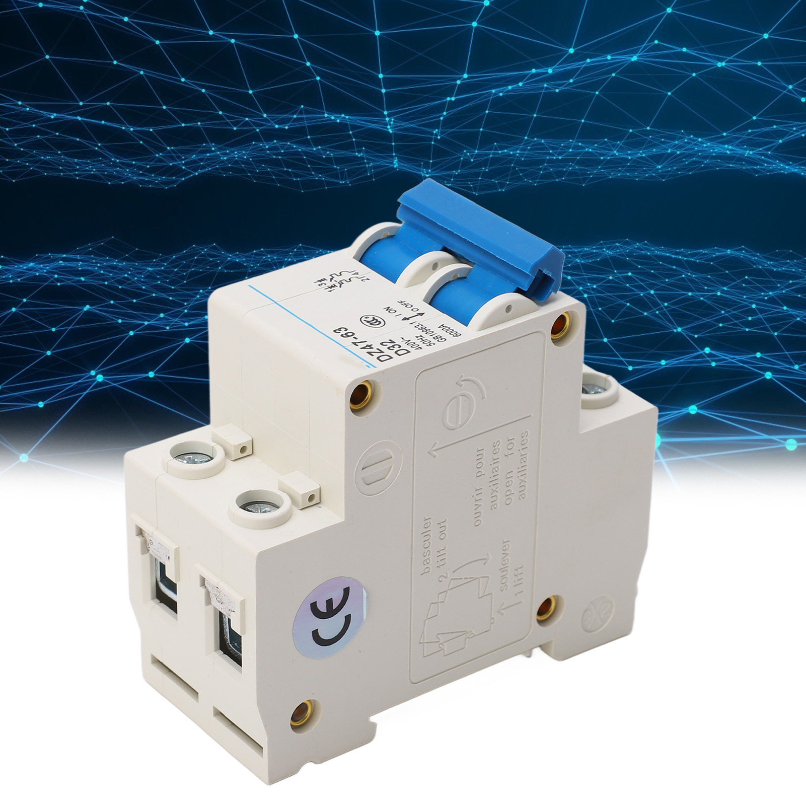 Leitungsschutzschalter Dz47-63 D32 2p 400 V 32 A, Din-schienenmontage, 6000 A Schaltleistung
