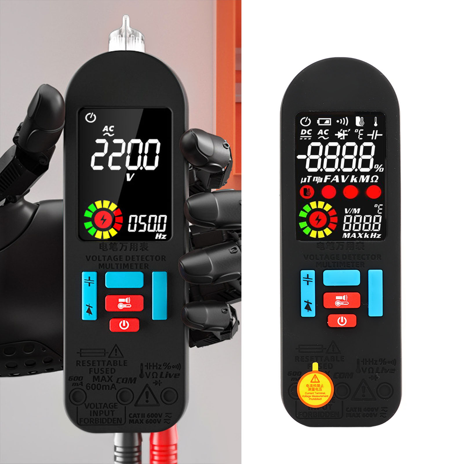 Bside A2x Wiederaufladbares Digitalmultimeter Mit Großem Farbdisplay, Hochpräzises, Vollautomatisches Multimeter Für Elektrische Reparaturen