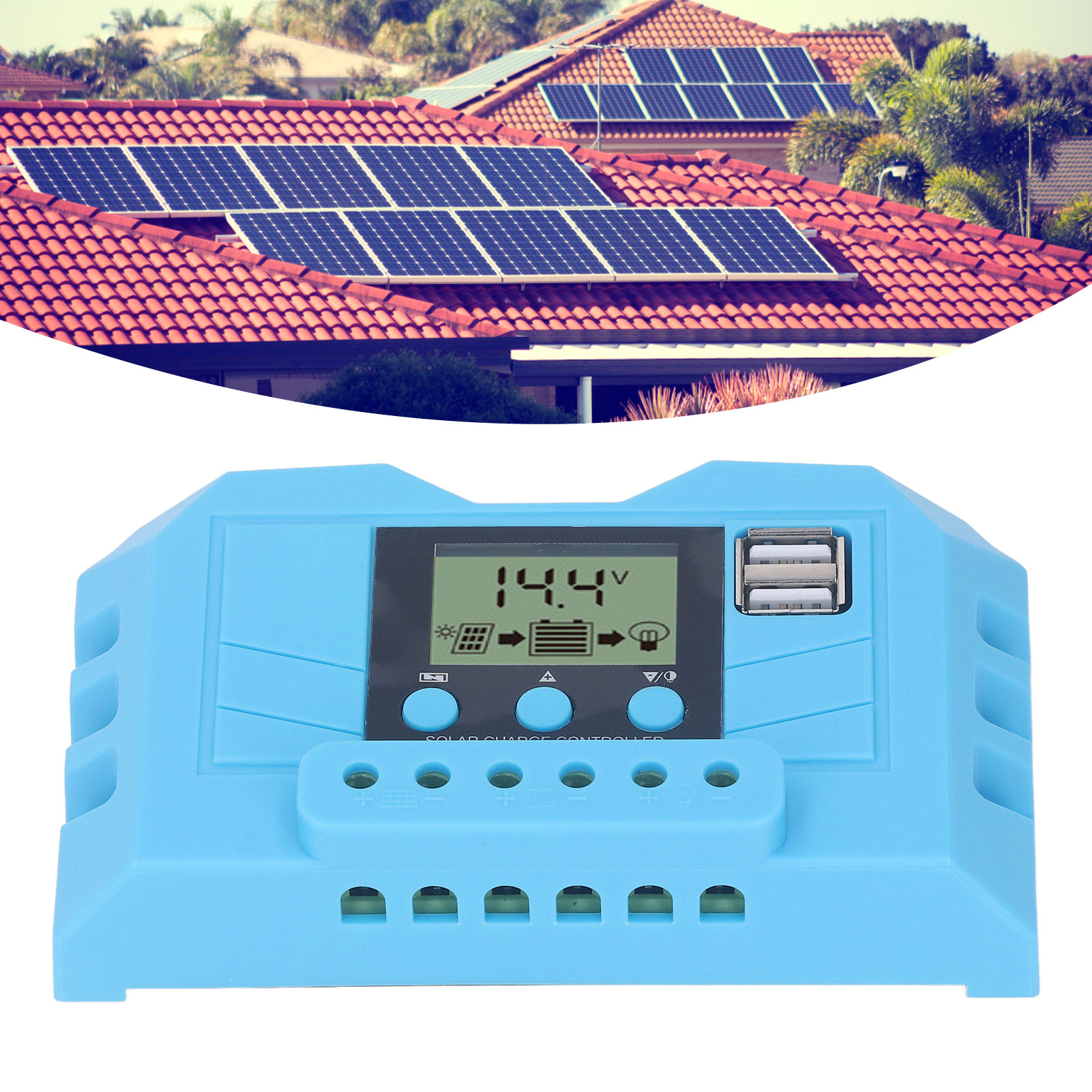 Lcd-bildschirm, Duale Usb-schnittstelle, Pwm-solarladeregler, Adaptive 12/24v 20a.
