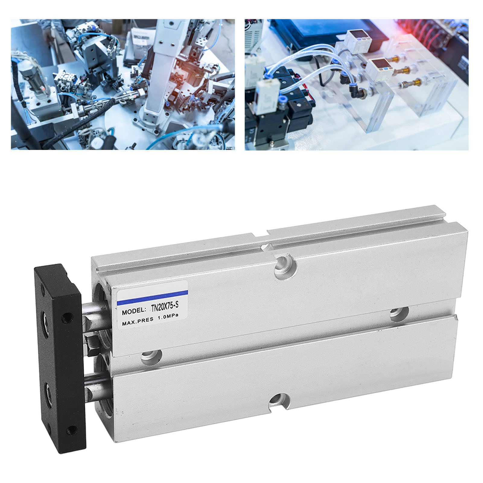 Tn2075-s Zylinder Mit Doppelten Pleuelstangen Und Doppelten Nockenwellen, 20 Mm Bohrung, 75 Mm Hub