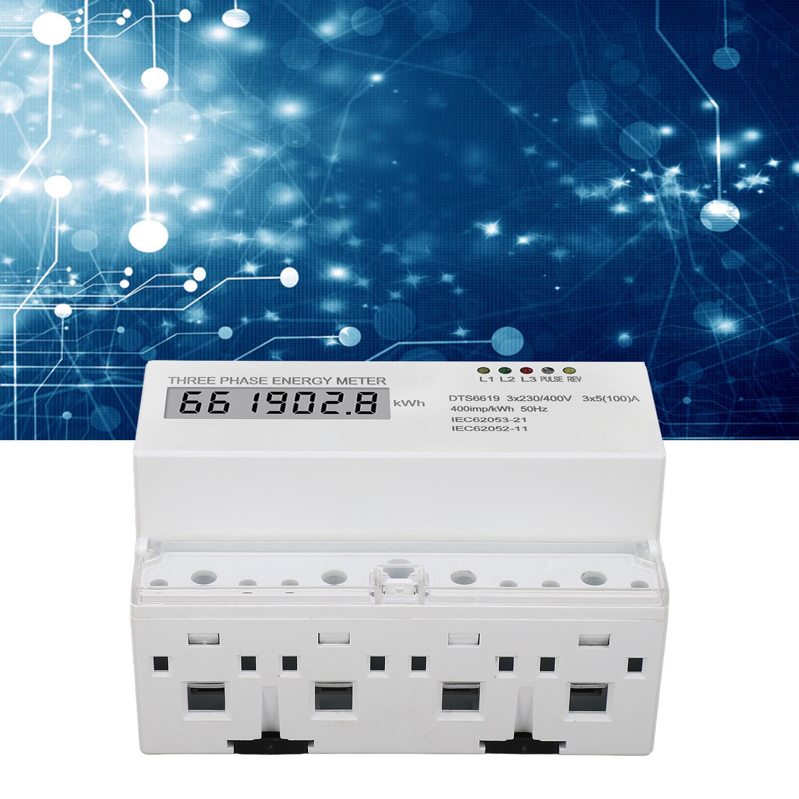 Dreiphasen-stromzähler Mit Din-schienen-lcd-anzeige, Standard-haushaltsstromzähler Kwh, 230 V/400 V, 5-100 A.