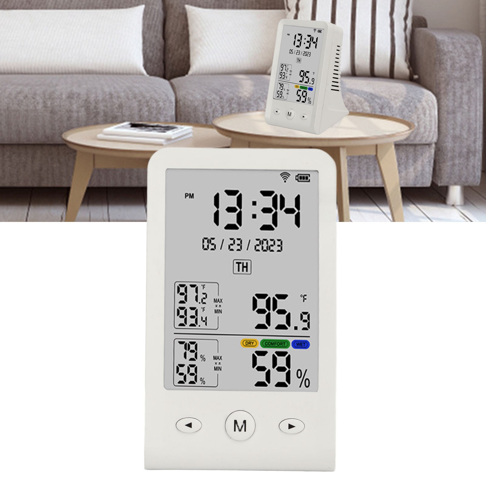 Tuya Dm145c-wifi Wlan-thermometer Und Hygrometer Mit Zeit- Und Datumsanzeige Und Celsius/fahrenheit-umschaltung
