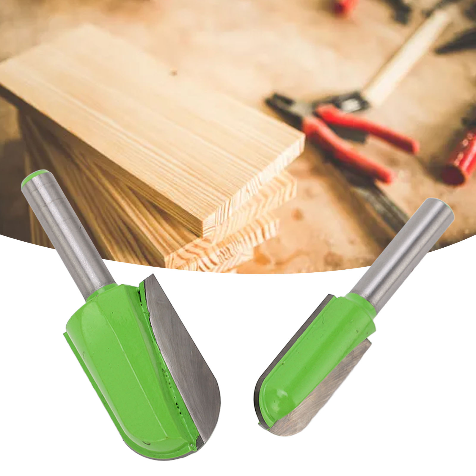 Rundboden-holzfräser, 8 Griffe, Dunkelgrün, Wolframstahl, 2-teiliges Set Für Graviermaschine