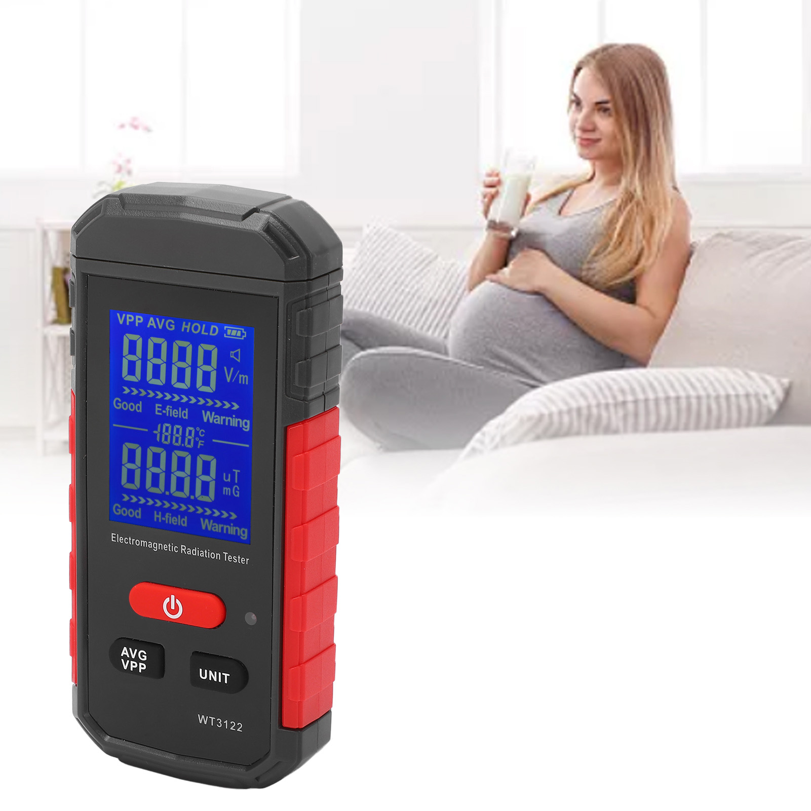 Wt3122 Strahlungsdetektor, Elektromagnetfelddetektor, Elektromagnetischer Wellenstrahlungsdetektor Mit Akustischem Und Optischem Alarm, Strahlungstester Für Mobiltelefone