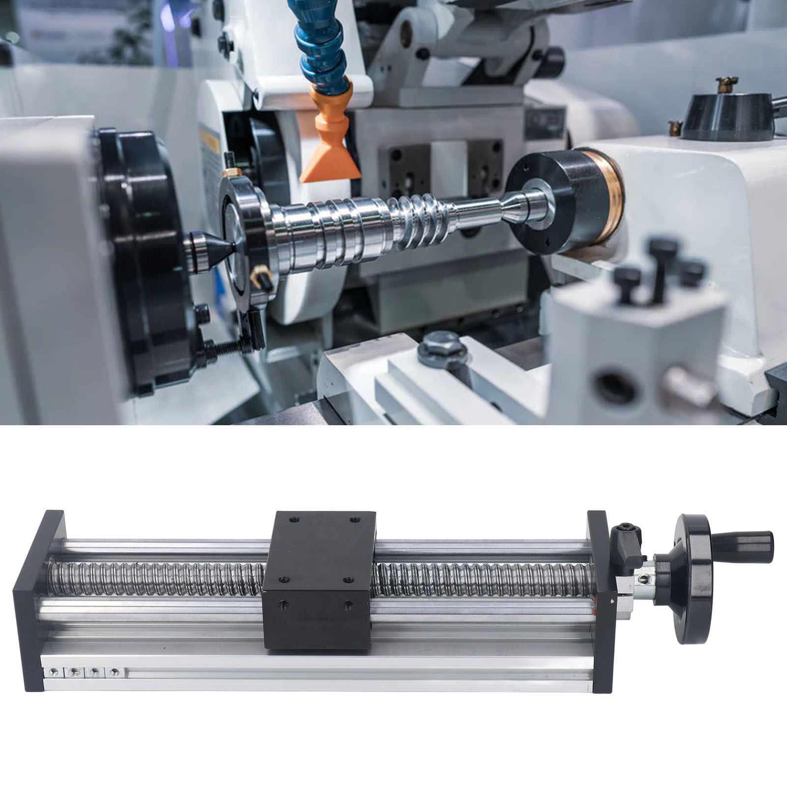 Linearführungsmodul Mit Kugelgewindetrieb, 200 Mm Hub, Manuelle Arretierung Auf Zwei Achsen + Handrad