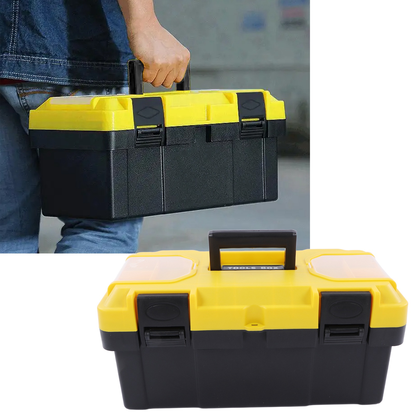 Tragbarer Werkzeugkasten, Aufbewahrungskoffer Für Haushaltswerkzeuge, Elektroartikel, Autowerkzeuge, Große 48 Cm (19 Zoll) Kunststoff-aufbewahrungsbox.