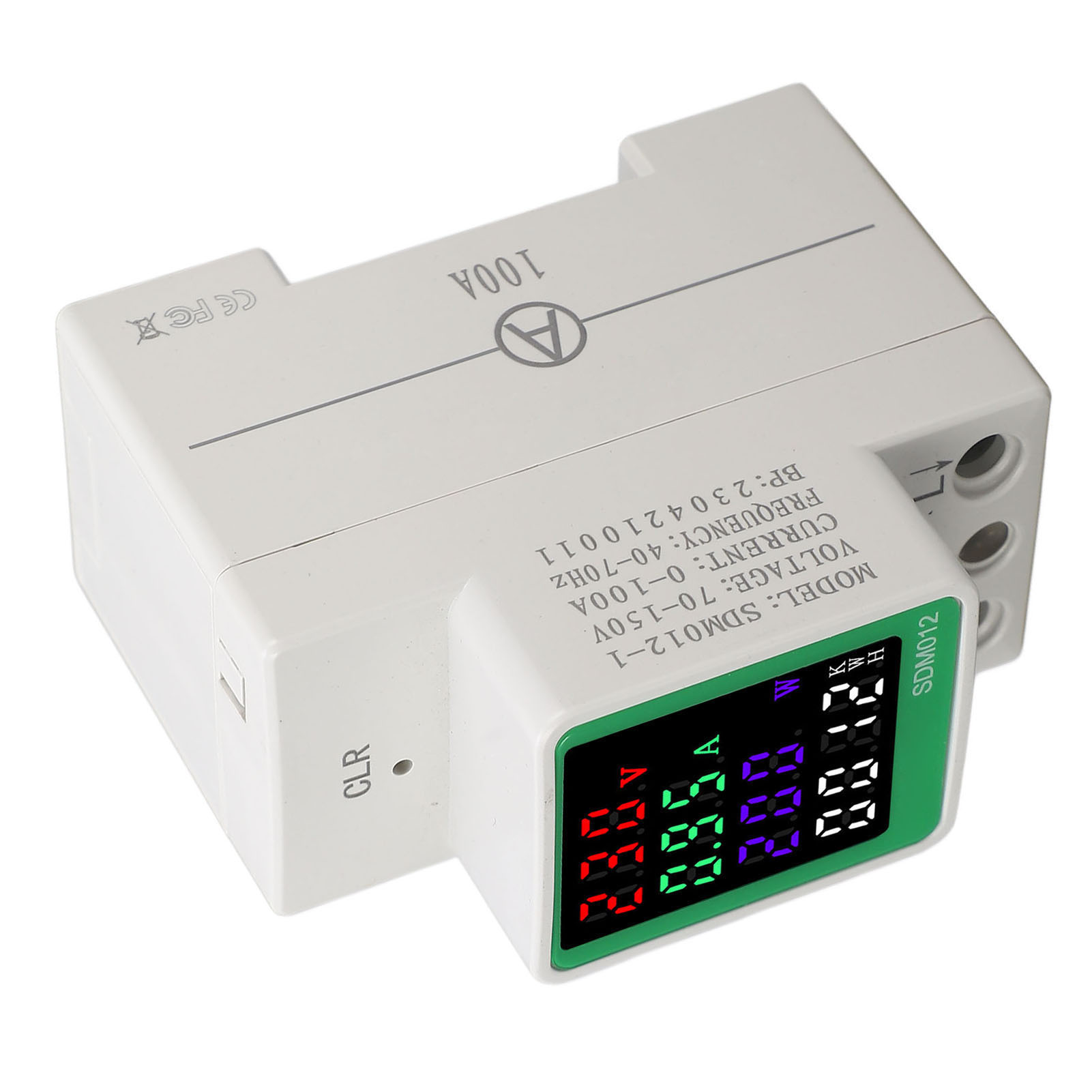 Digitales Amperemeter Und Voltmeter Auf Din-schiene Ac70-150v, Frequenz, Leistungsfaktor, Energie (kwh), Multifunktionsmessgerät (100 A)