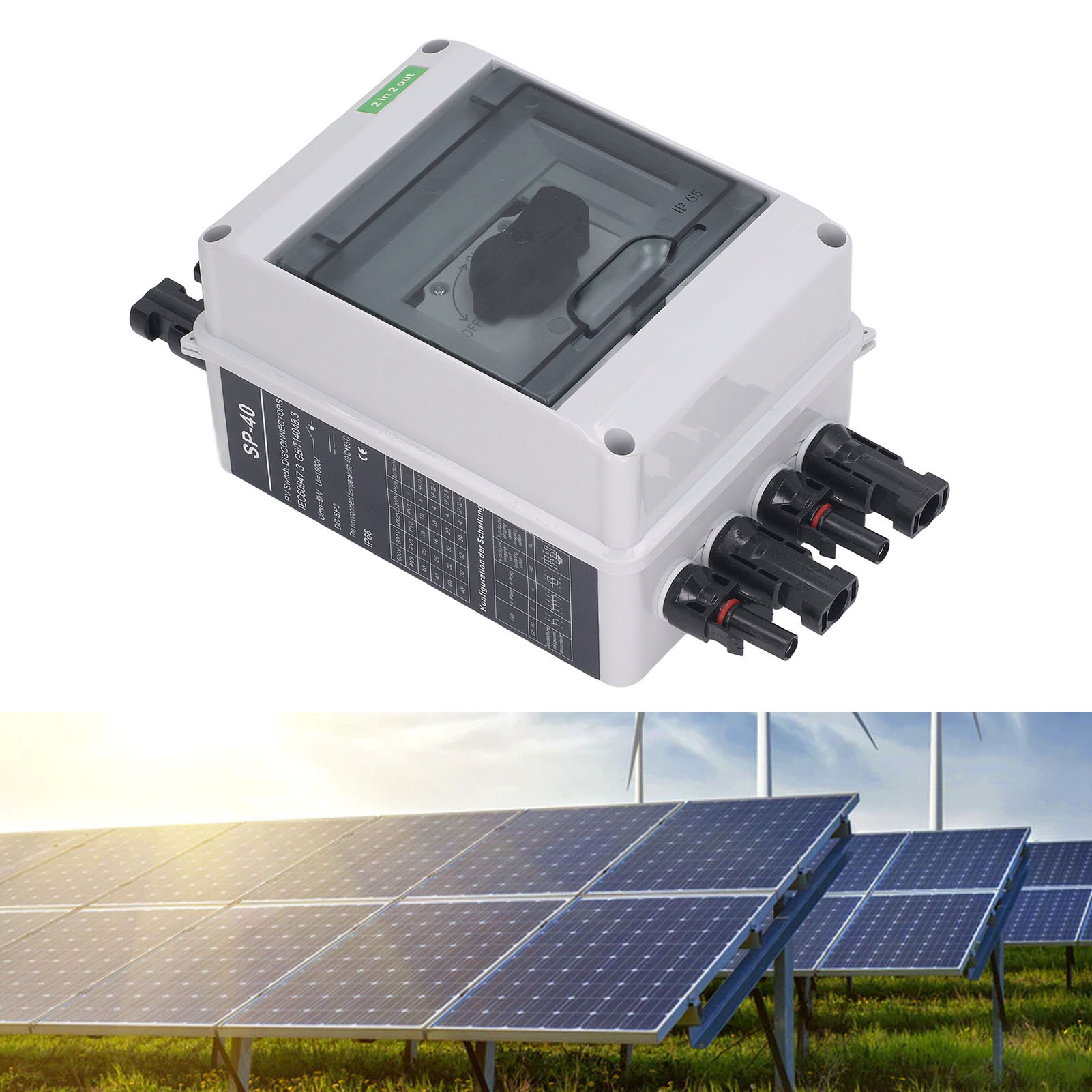 1000v 32a Dc Solar-trennschalter, Dc Pv-batterie-leistungsschalter, 2 Eingänge, 2 Ausgänge Für Wechselrichter, Anschlussdosen Und Batteriespeichersysteme