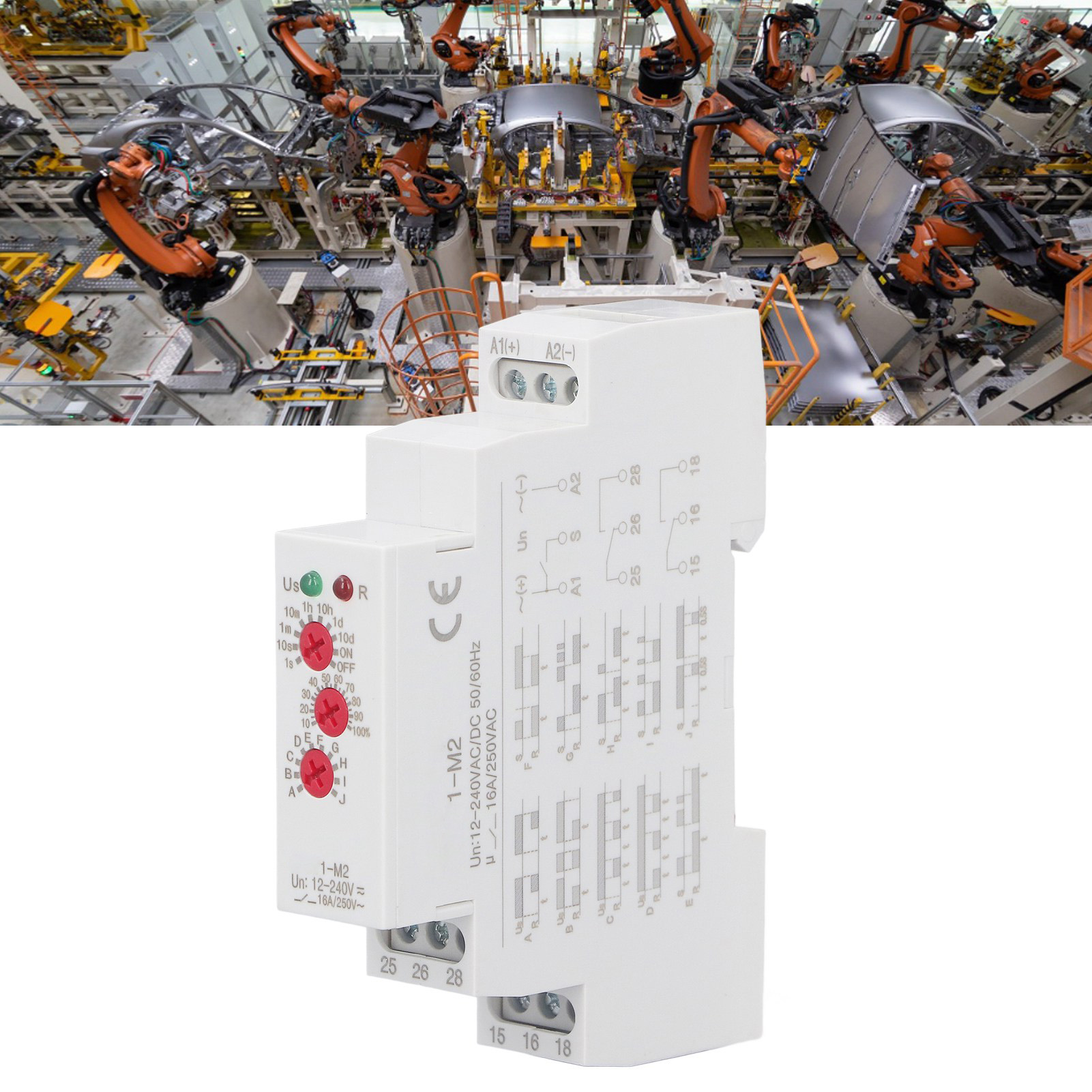 Atmt1-m2 Multifunktionales Zeitverzögerungsrelais, Doppeltes, Normalerweise Offenes Zeitverzögerungsrelais, Einstellbare Zeitverzögerung Ac/dc 12240 V