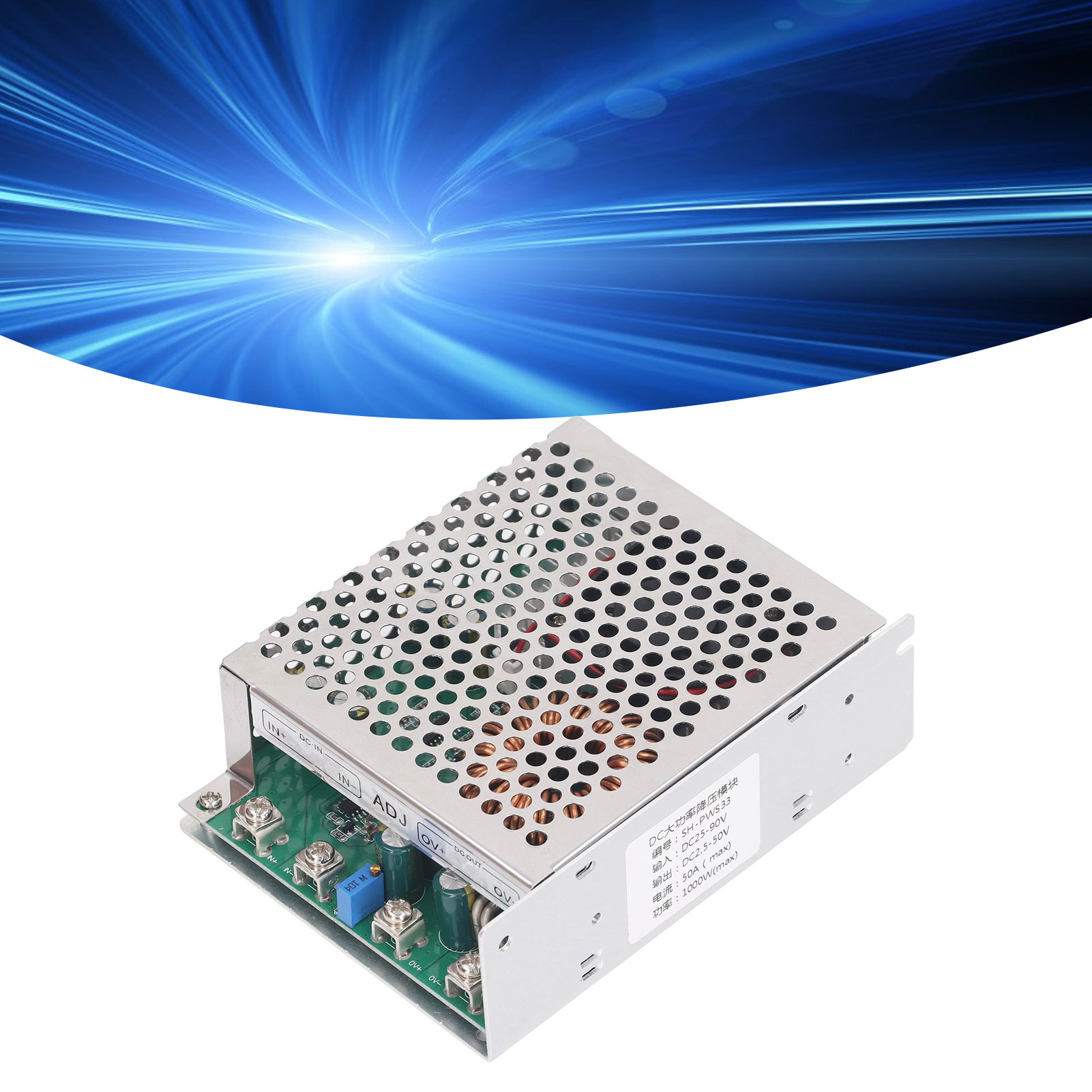 Leistungsstarkes, Einstellbares Dc-dc-abwärtswandlermodul, Dc 2,5-50 V, Mit Lüfter, 1000 W.