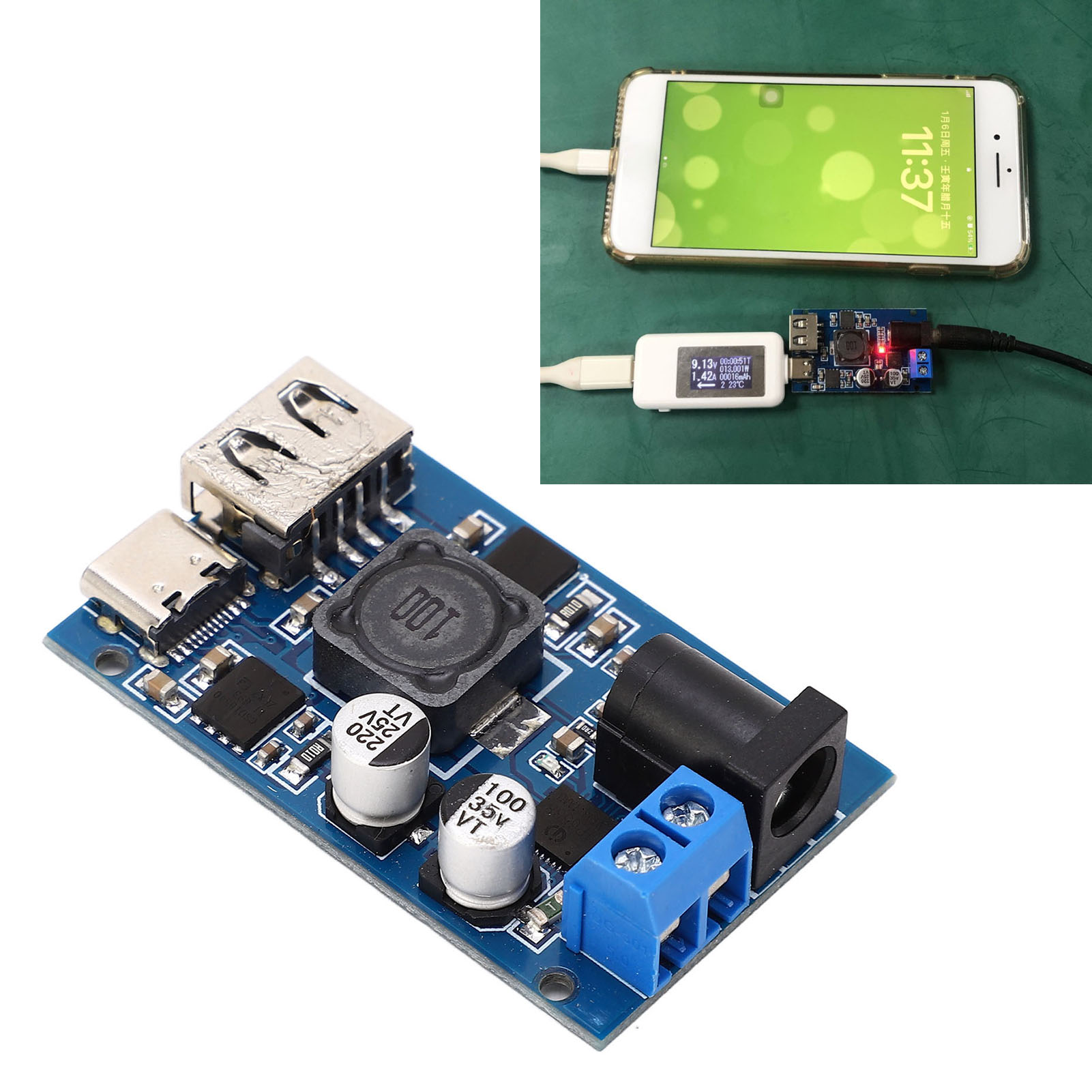 Dc-dc-netzteilmodul Mit Schutzgehäuse, Fahrzeugmontiertes Intelligentes Qc3.0-schnelllademodul Für Mobiltelefone, Multi-protokoll Pd3.0 Eingang Dc8,2-32v, Ausgang Dc3-20v.