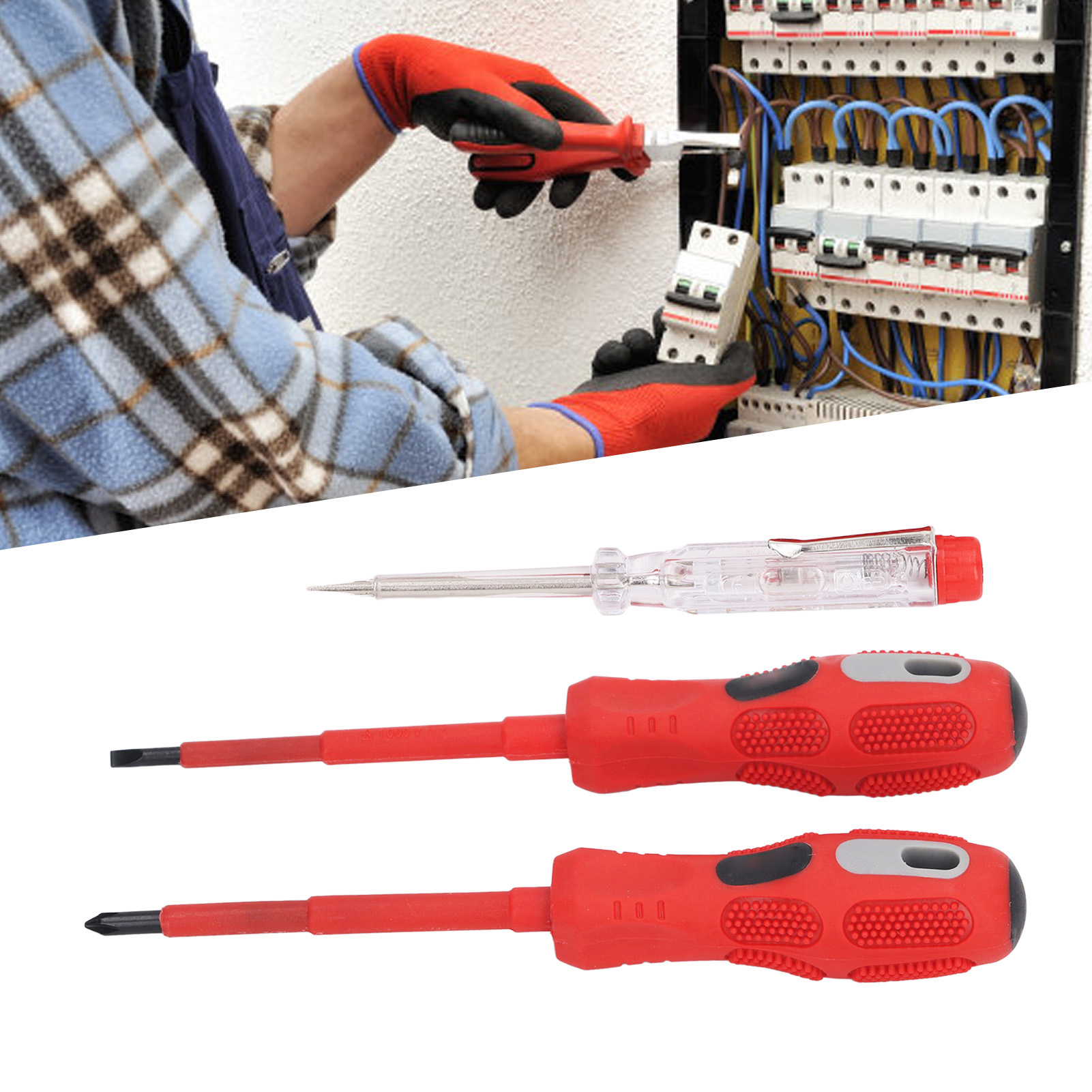Elektriker-prüfstift, Multifunktions-prüfschraubendreher Mit Crv-isoliertem Schlitzkopf Und Kreuzschlitzkopf