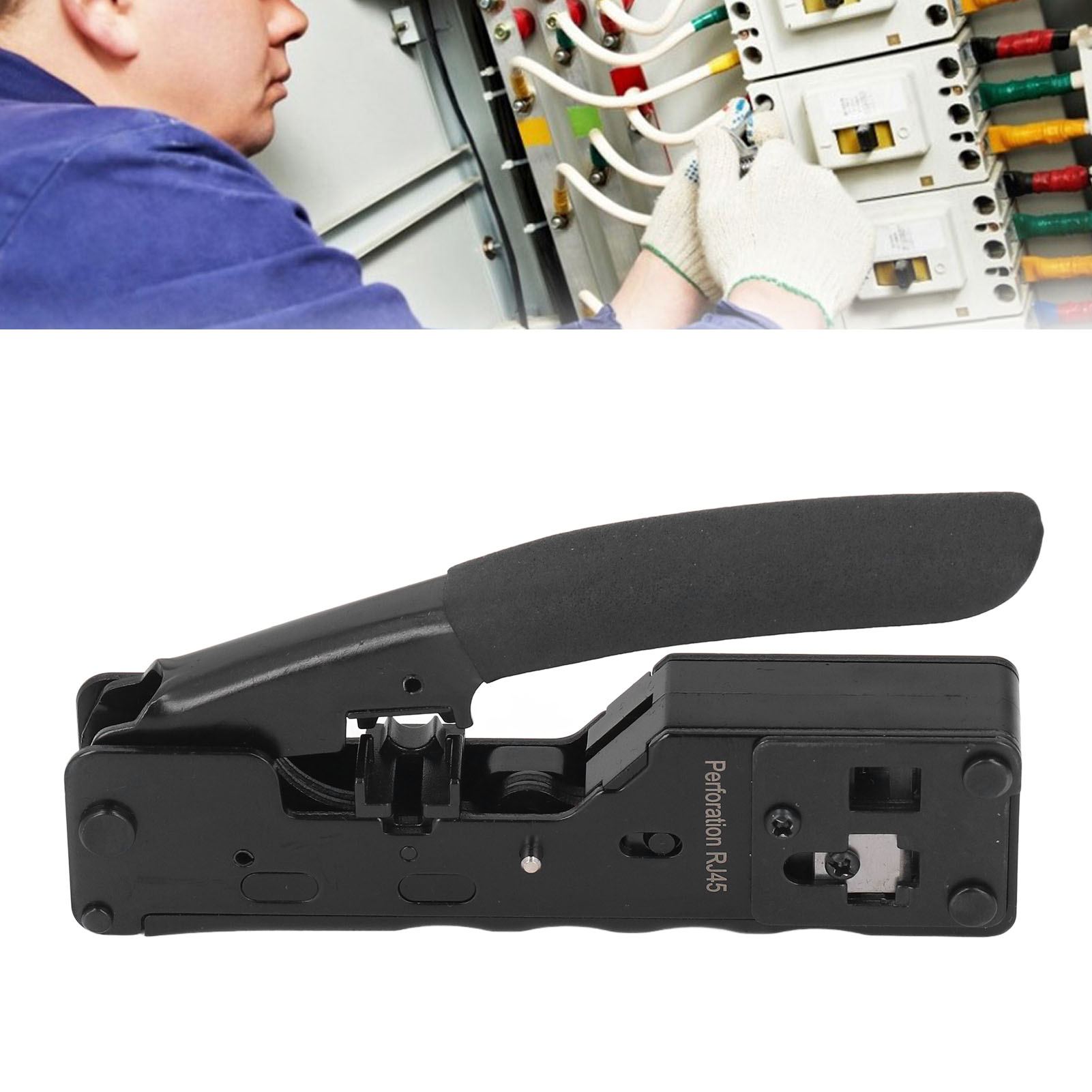 Kabelcrimpwerkzeug-set Mit 10 Rj45-steckern Und Multifunktionalen Durchgangsloch-netzwerkkabelwerkzeugen