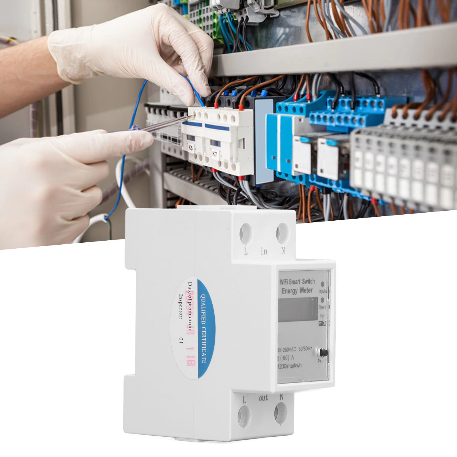 Tuya Intelligenter Stromzähler Mit Wi-fi Und Schutzschalter Für Die Fernablesung Zu Hause, Einphasig, Schienenmontage, Misst Strom, Spannung Und Leistung (90-250 V).