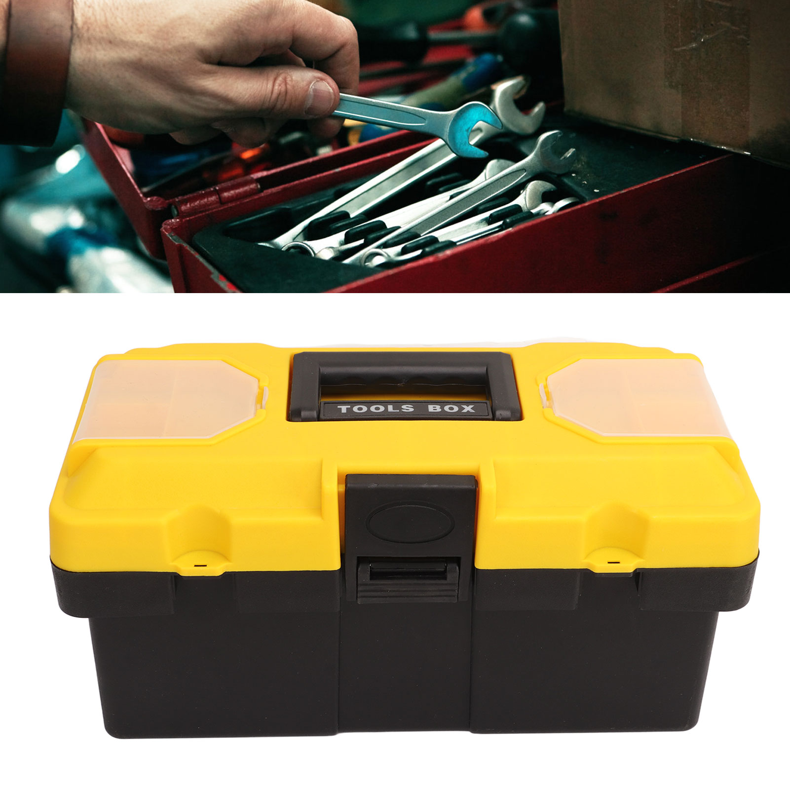 14-zoll (35,5 Cm) Doppelwandige Werkzeugaufbewahrungsbox Aus Kunststoff Für Haushalt Und Auto, Faltbare Autoreparaturbox, Tragbare Reparaturtasche