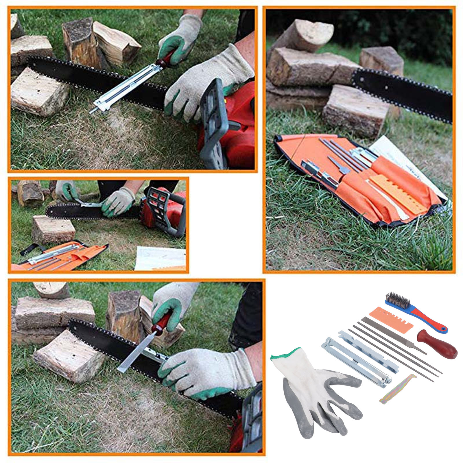 Kettensägenfeilen-set, Kettensägenfeile, Werkzeugtasche, Kettensägenfeile, Stahlfeile